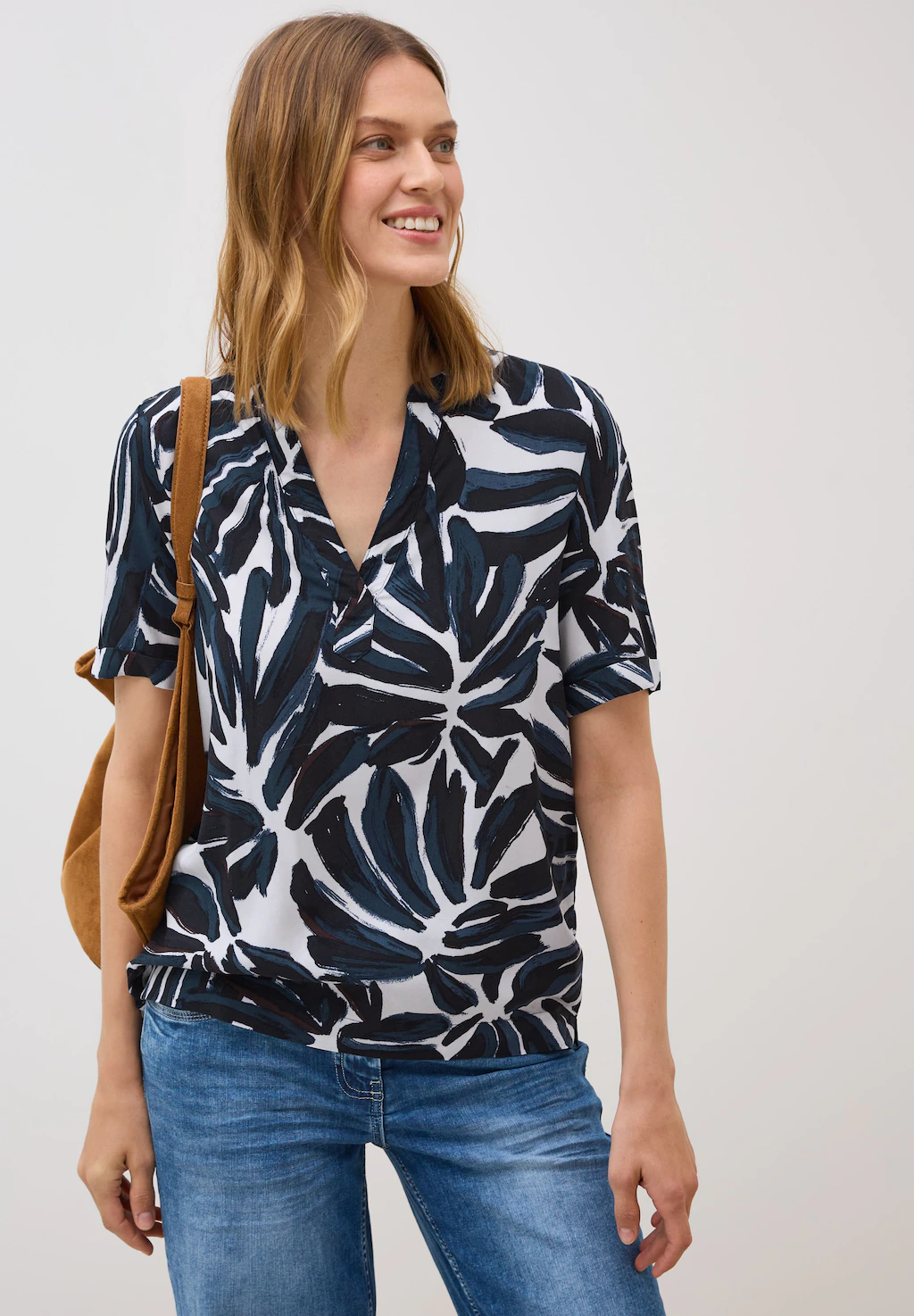 Cecil Shirtbluse, Split Neck Tunika mit floralem Muster günstig online kaufen