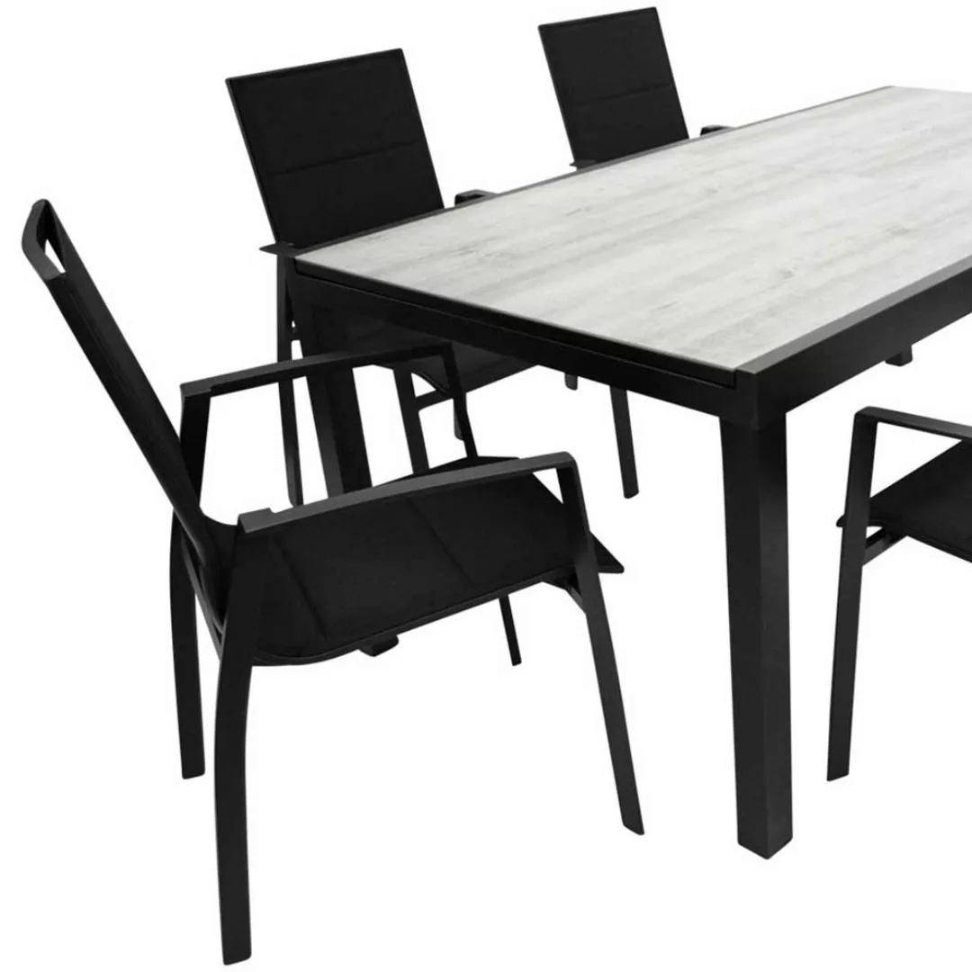 Essgruppe Garten modern mit Ausziehtisch sechs Stühle (siebenteilig) günstig online kaufen