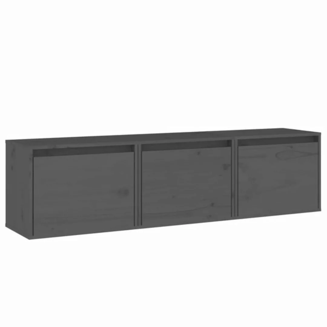 furnicato TV-Schrank TV-Schränke 3 Stk. Grau Massivholz Kiefer (3-St) günstig online kaufen