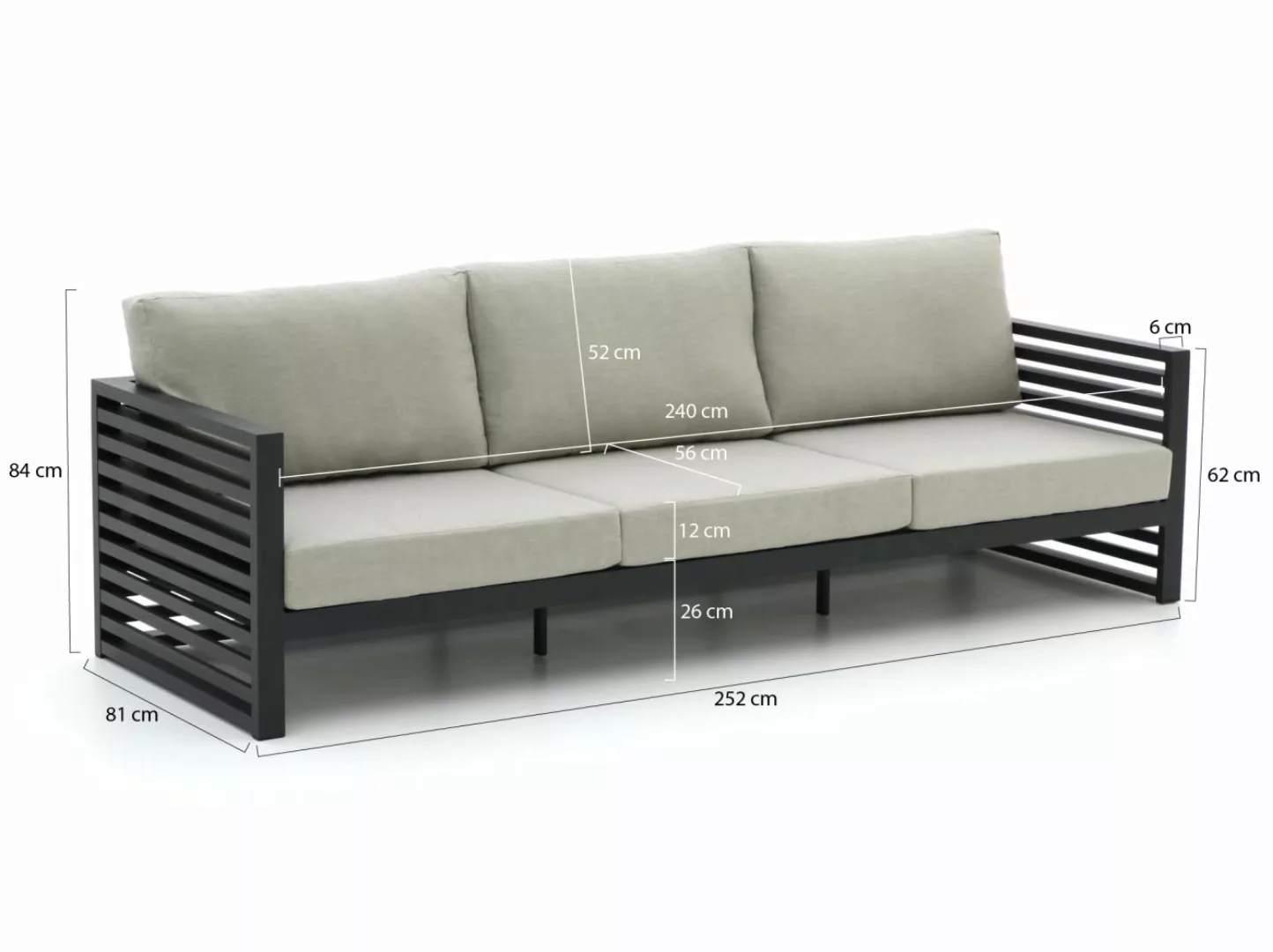 Bellagio Cadora Gartensofa 3-Sitzer 252 cm günstig online kaufen