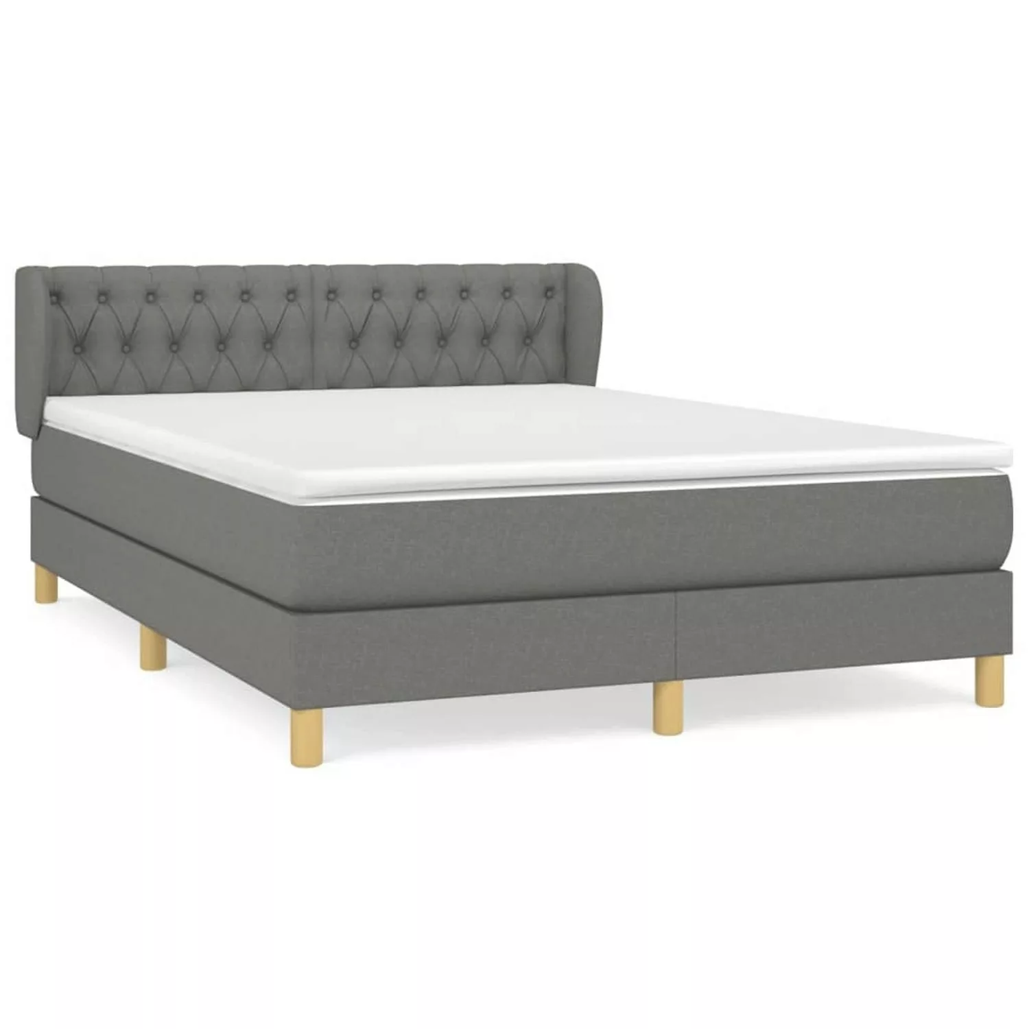 vidaXL Boxspringbett mit Matratze Dunkelgrau 140x190 cm Stoff1467070 günstig online kaufen