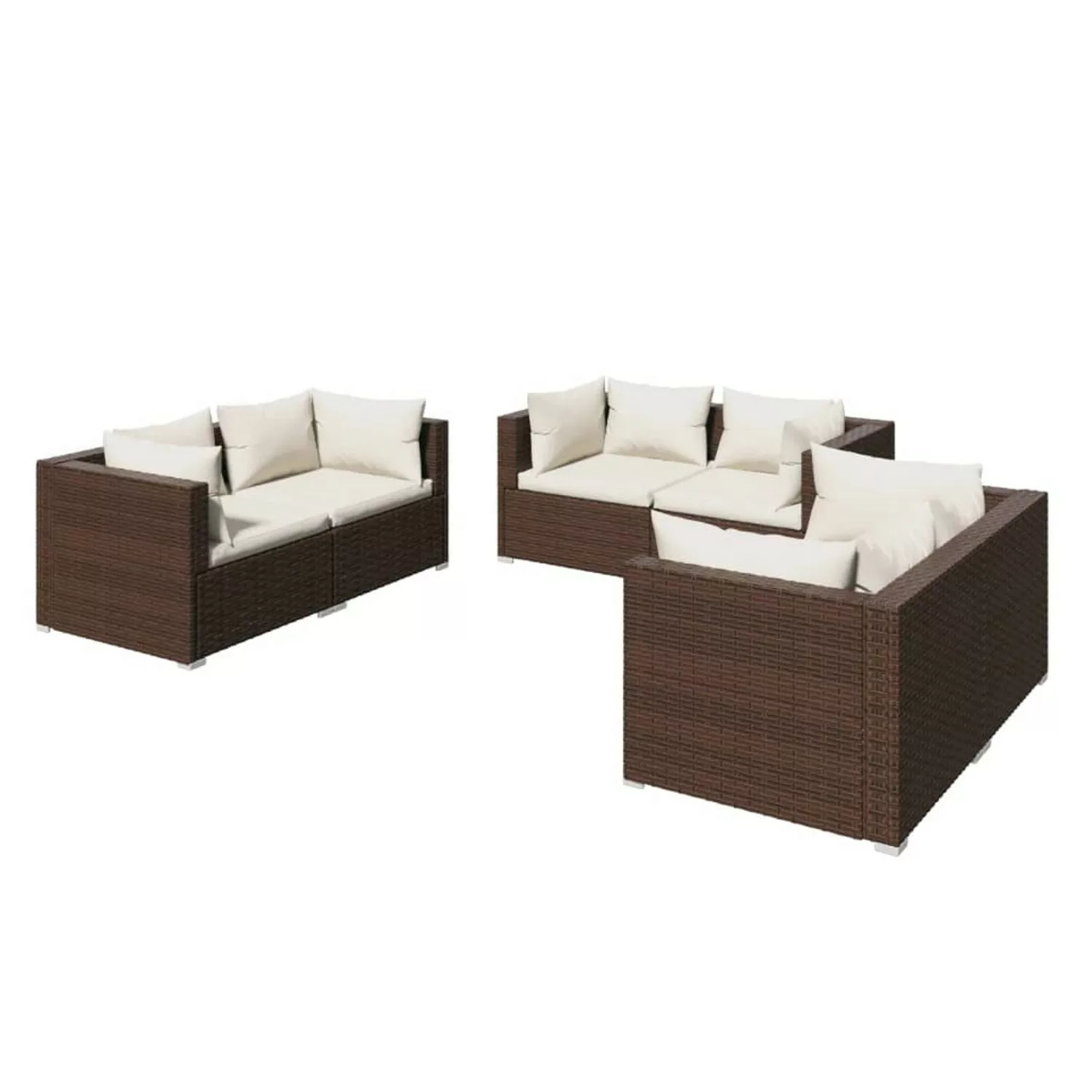 Vidaxl 6-tlg. Garten-lounge-set Mit Kissen Poly Rattan Braun günstig online kaufen