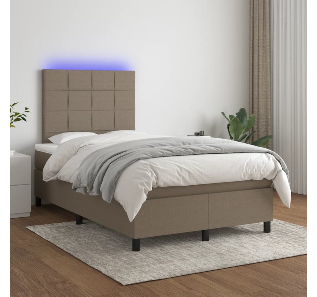 vidaXL Boxspringbett Boxspringbett mit Matratze LED Taupe 120x200 cm Stoff günstig online kaufen