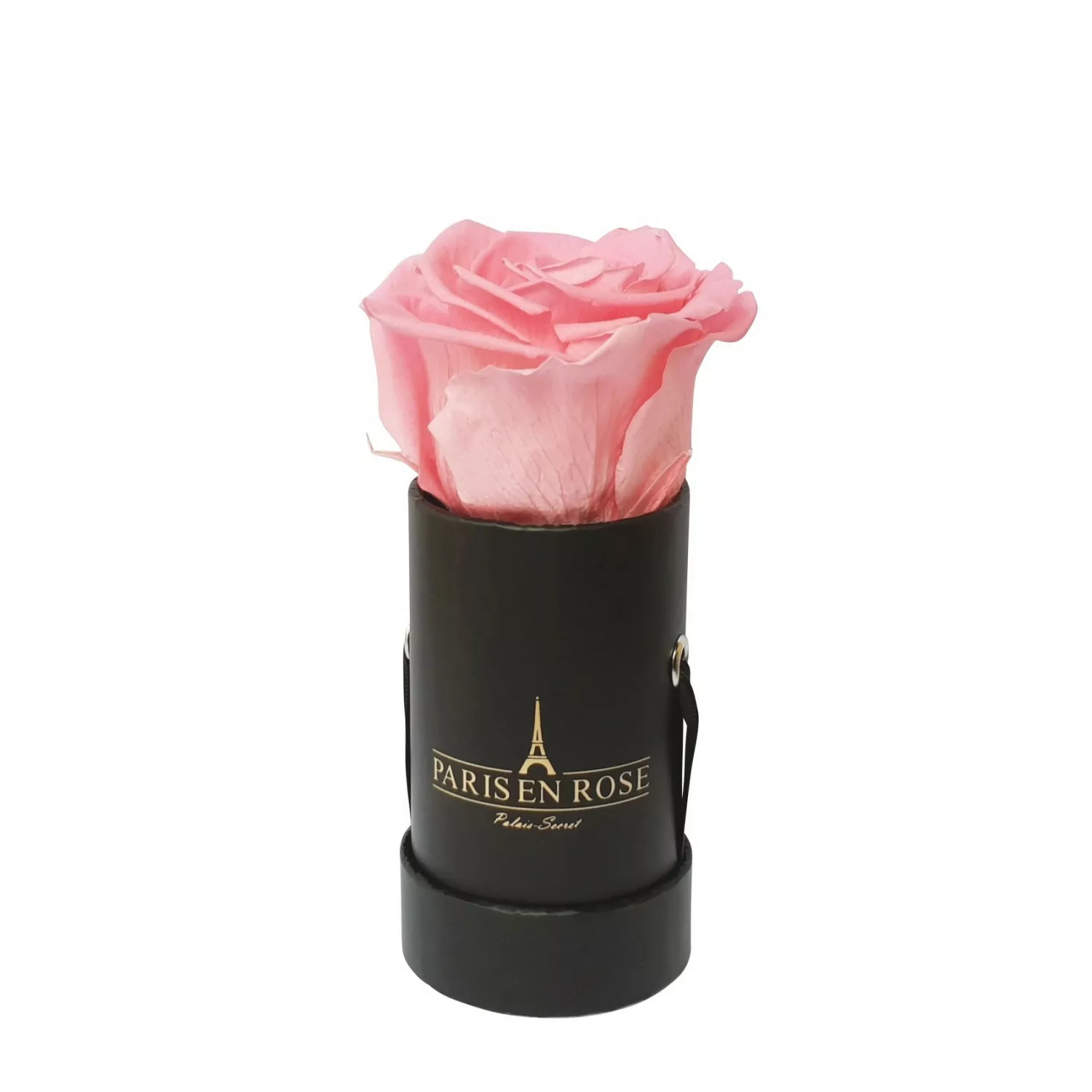 Rosenbox Ø 5 cm Schwarz mit einer Rosa Rose günstig online kaufen