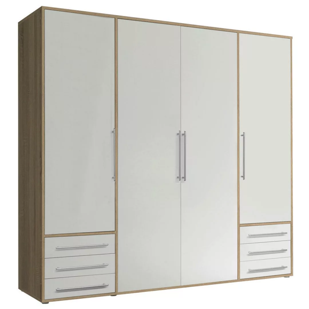 Kleiderschrank Lyss Eiche Sonoma Nachbildung weiß B/H/T: ca. 206x194x58 cm günstig online kaufen