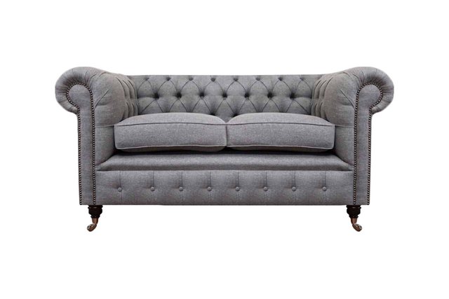 JVmoebel Chesterfield-Sofa Design Polster Couch Grau Luxus Textil Zweisitze günstig online kaufen