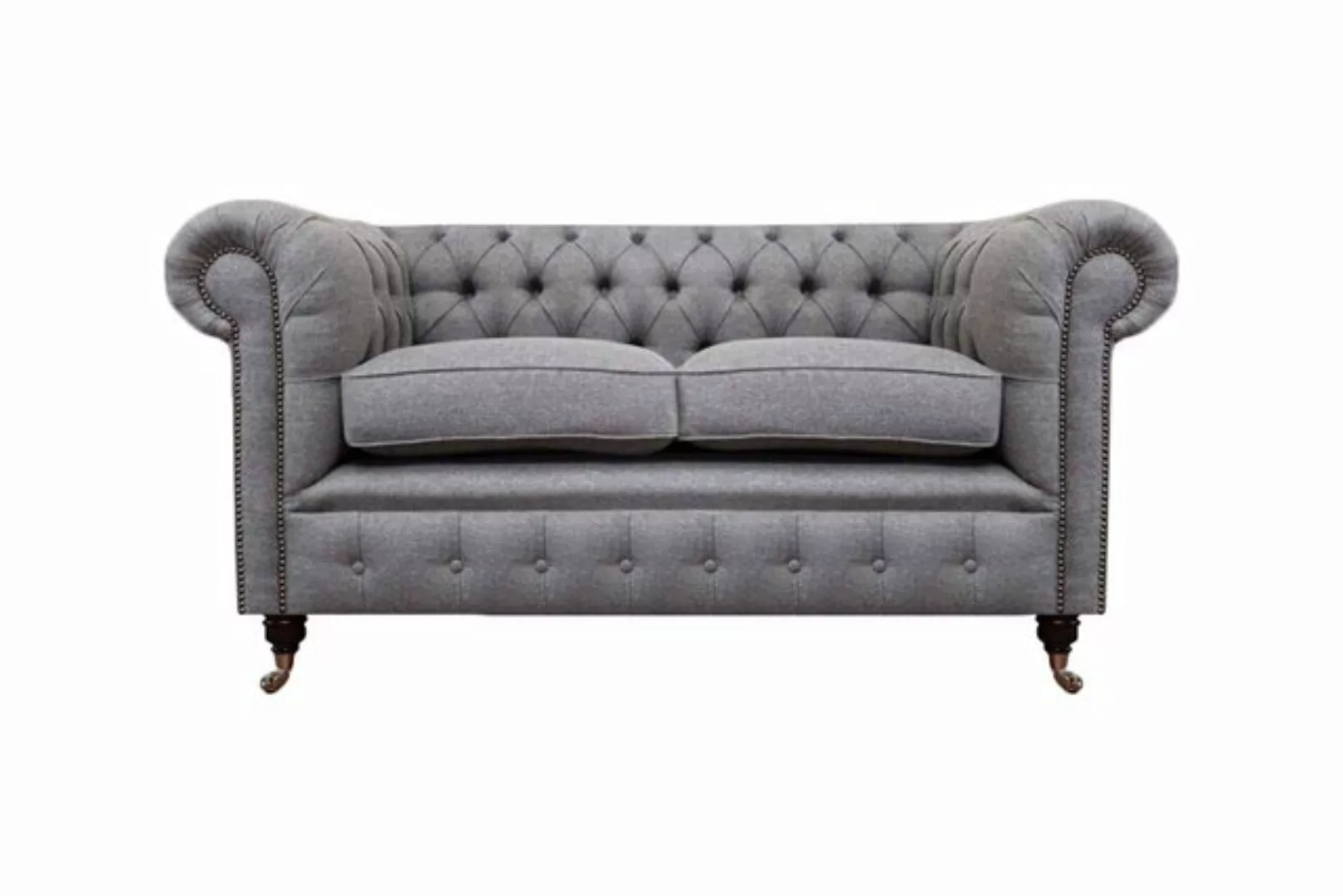 JVmoebel Chesterfield-Sofa Design Polster Couch Grau Luxus Textil Zweisitze günstig online kaufen