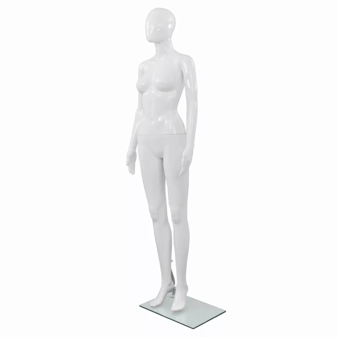 Weibliche Schaufensterpuppe Mit Glassockel Weiß 175 Cm günstig online kaufen