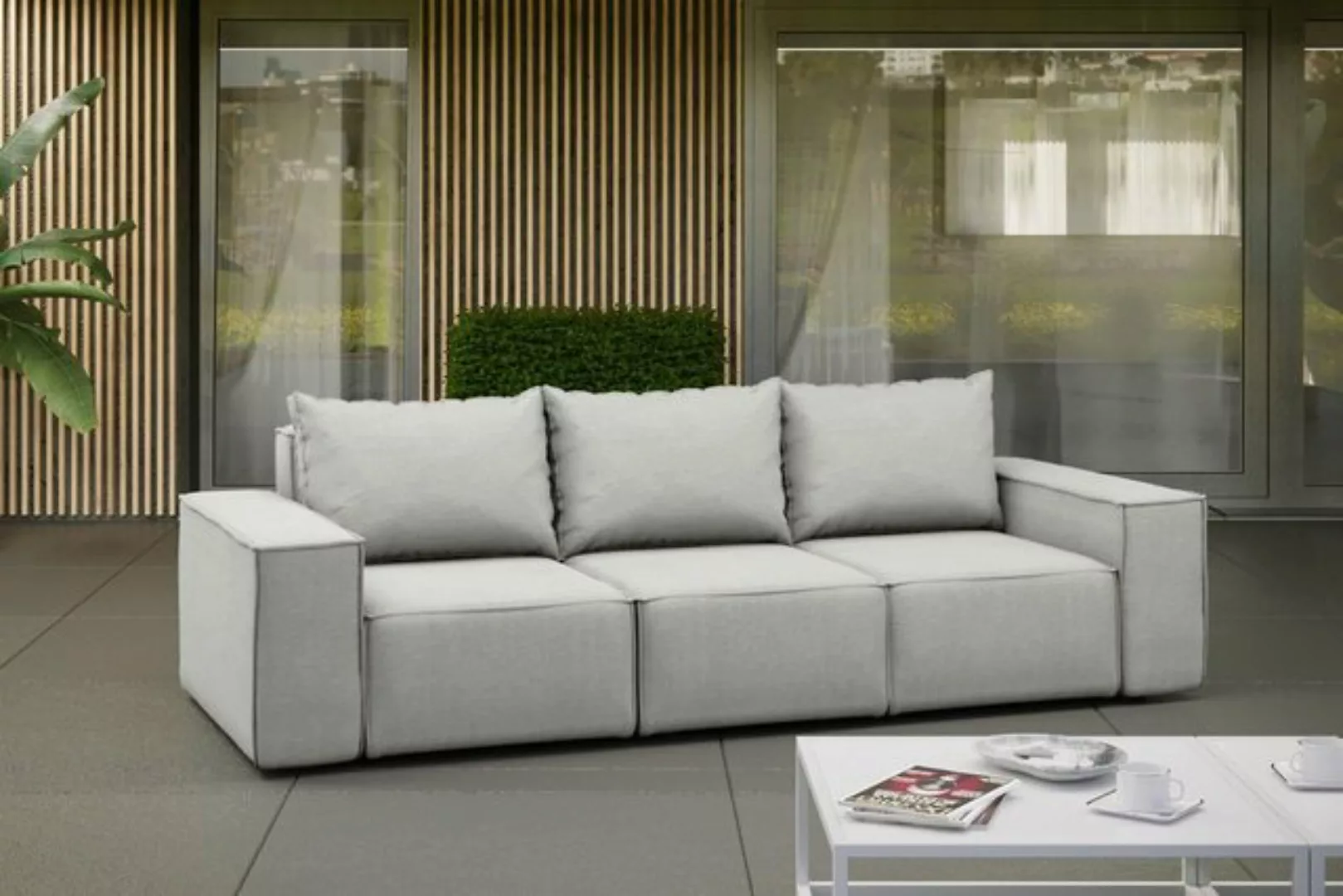 Fun Möbel Loungesofa Gartenmöbel Sofa 2-Sitzer GARDENT, wetterfester Stoff günstig online kaufen