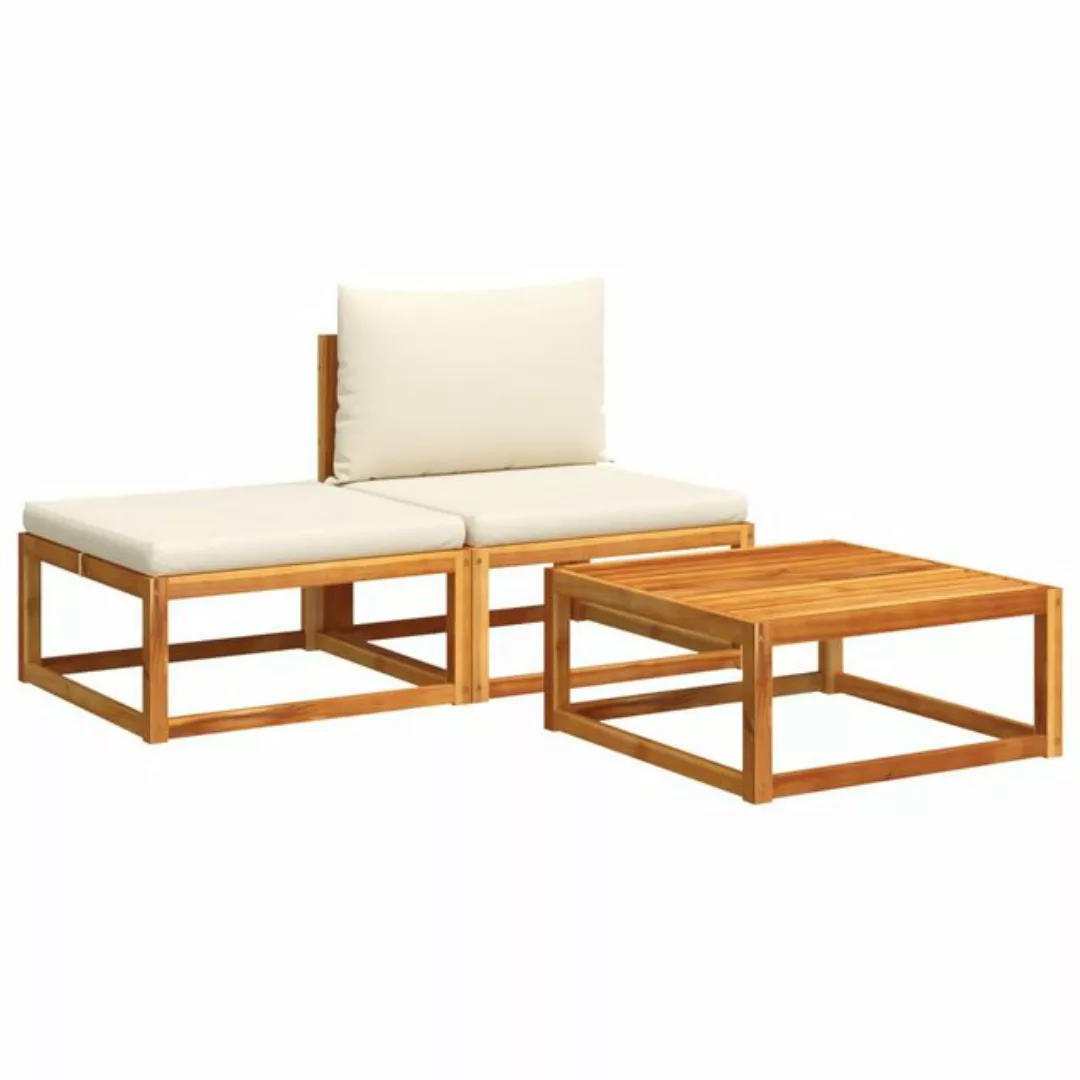 vidaXL Loungesofa 3-tlg. Garten-Sofagarnitur mit Kissen Massivholz, 1 Teile günstig online kaufen