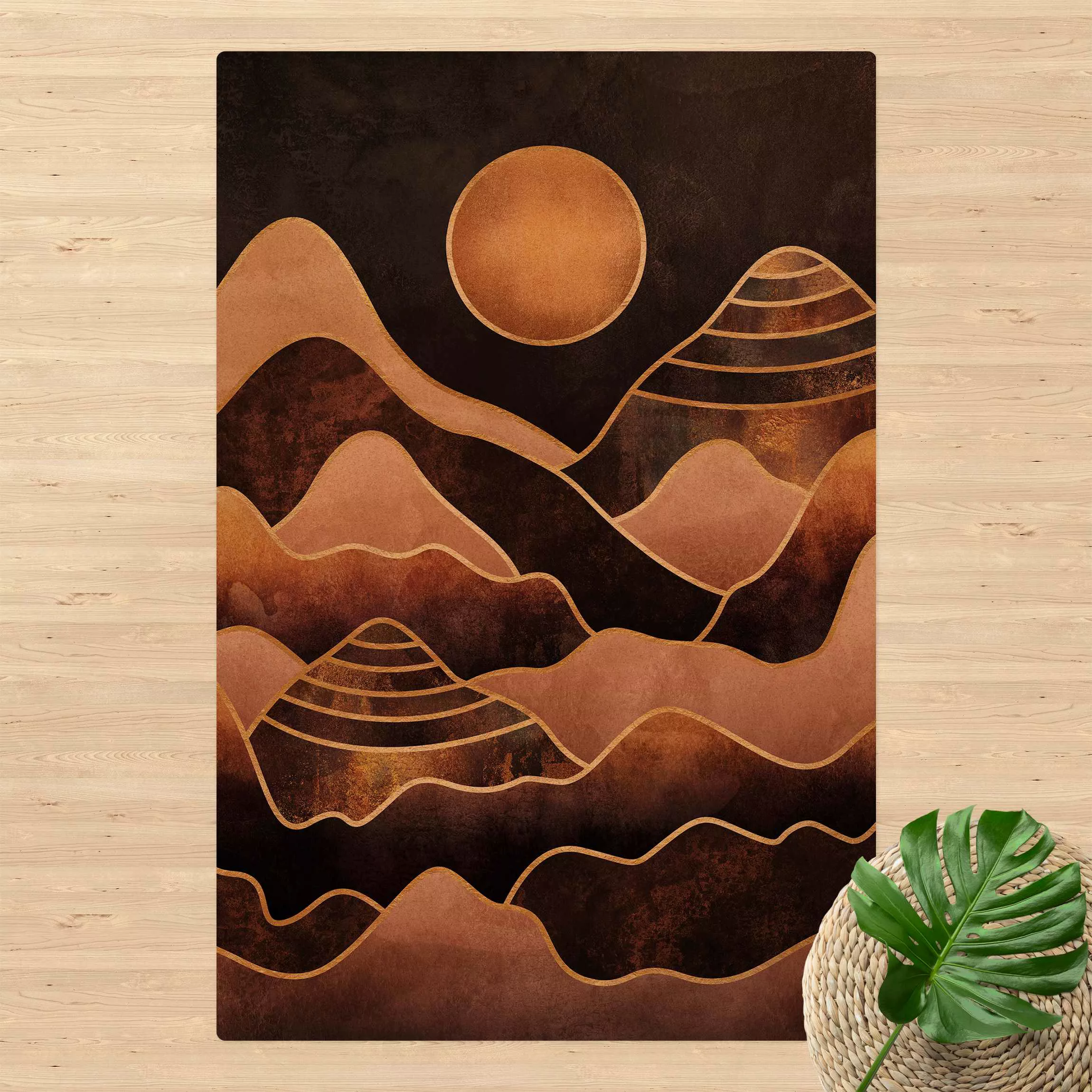 Kork-Teppich Goldene Sonne abstrakte Berge günstig online kaufen