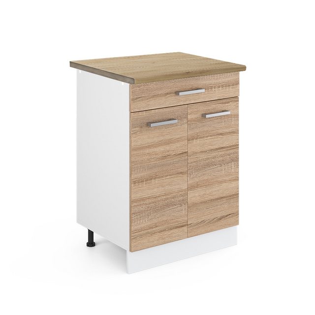 Vicco Unterschrank R-Line, Sonoma/Weiß, 60 cm mit Schublade, ohne Arbeitspl günstig online kaufen