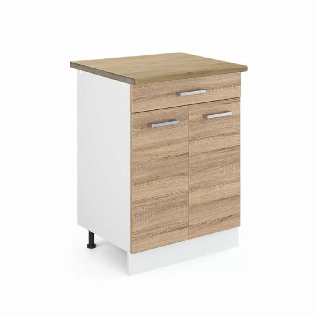 Vicco Unterschrank R-Line, Sonoma/Weiß, 60 cm mit Schublade, ohne Arbeitspl günstig online kaufen