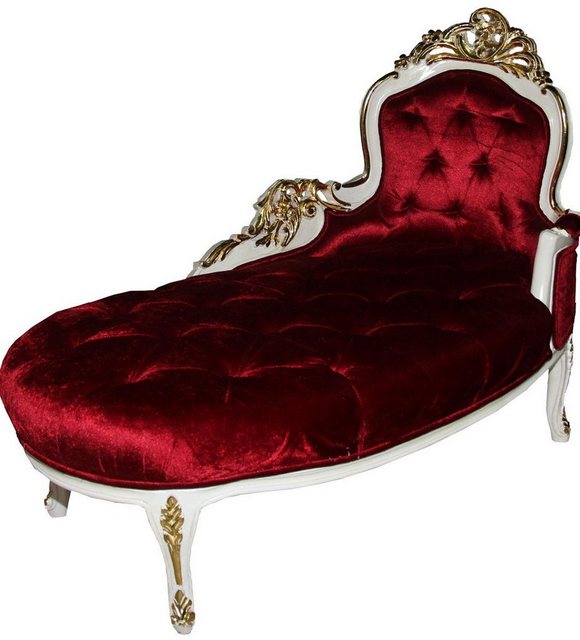 Casa Padrino Chaiselongue Barock Damen Chaiselongue Bordeaux/Creme/Gold B 1 günstig online kaufen