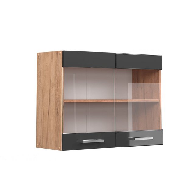 Vicco Glashängeschrank R-Line, Anthrazit Hochglanz/Goldkraft Eiche, 80 cm günstig online kaufen