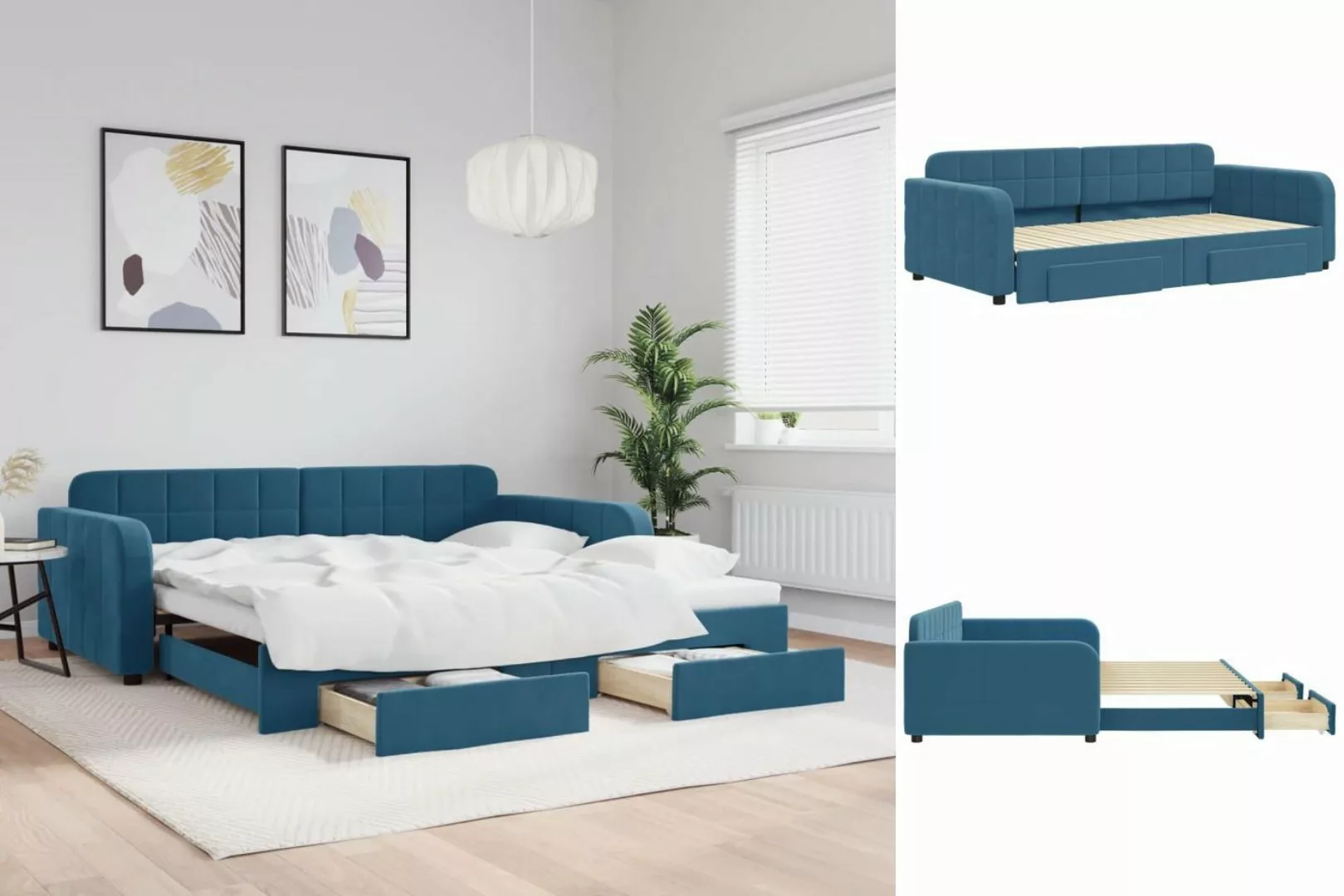 vidaXL Gästebett Gästebett Tagesbett Ausziehbar mit Schubladen Blau 100x200 günstig online kaufen