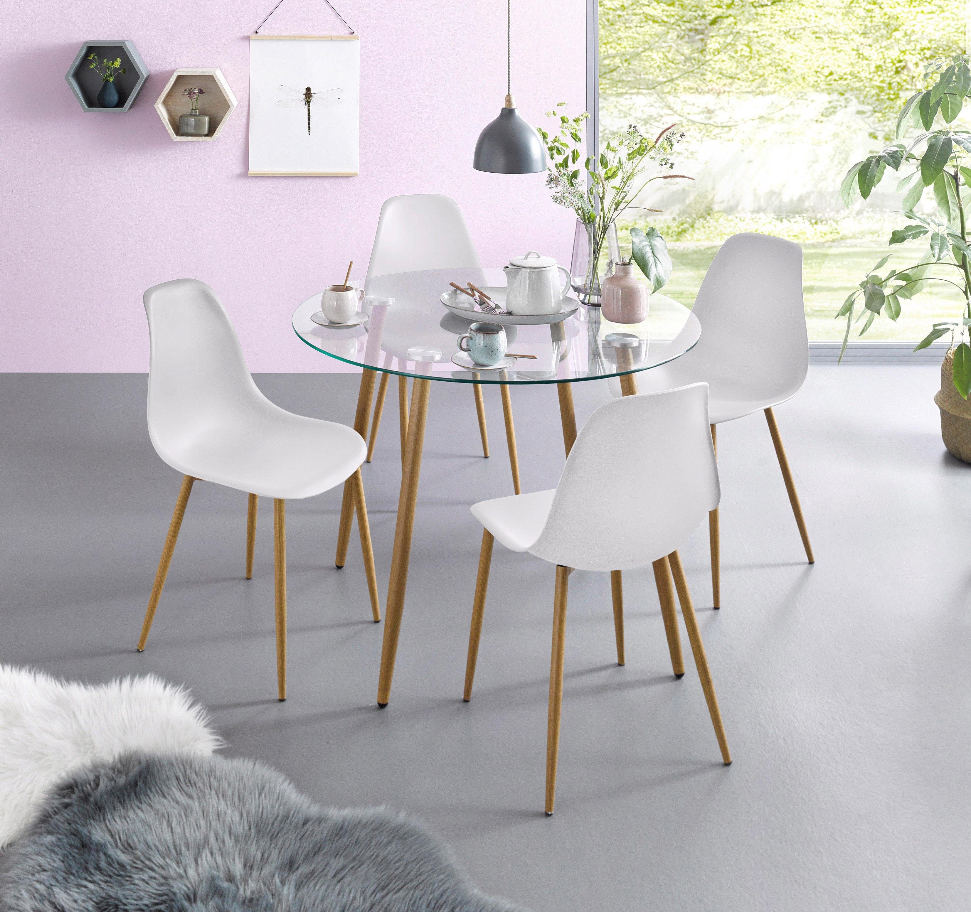 INOSIGN Essgruppe "Miller", (Set, 5 tlg.), Glastisch mit 4 Stühlen (Kunstst günstig online kaufen