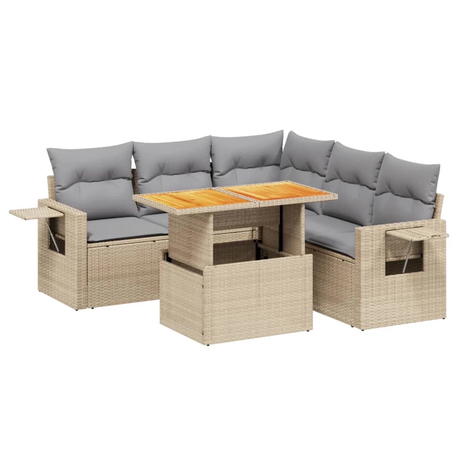 vidaXL 6-tlg Garten-Sofagarnitur mit Kissen Beige Poly Rattan Modell 393 günstig online kaufen