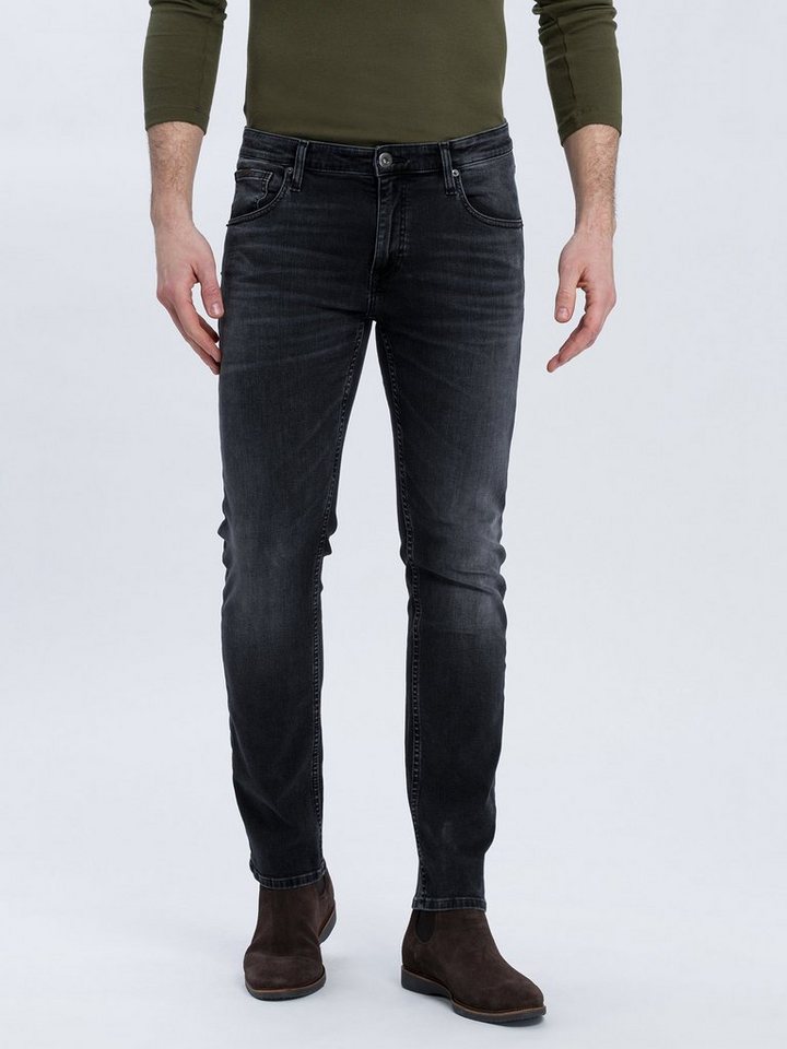 Cross Jeans Herren Jeans Damien - Slim Fit - Schwarz - Black günstig online kaufen