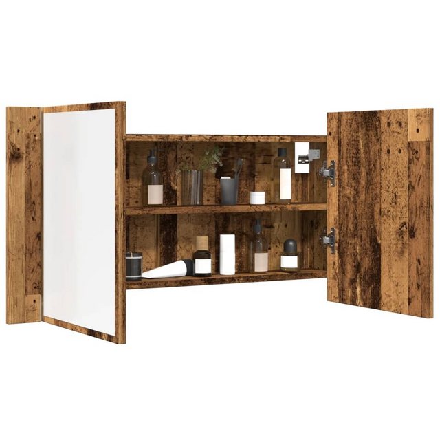 vidaXL Badezimmerspiegelschrank LED-Spiegelschrank Altholz-Optik 90x12x45 c günstig online kaufen