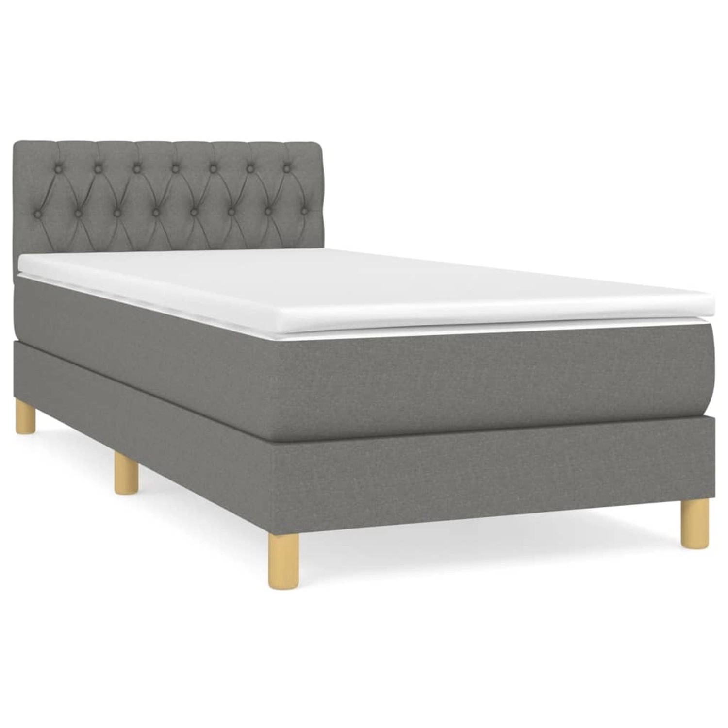 vidaXL Boxspringbett Boxspringbett mit Matratze Dunkelgrau 80x200 cm Stoff günstig online kaufen