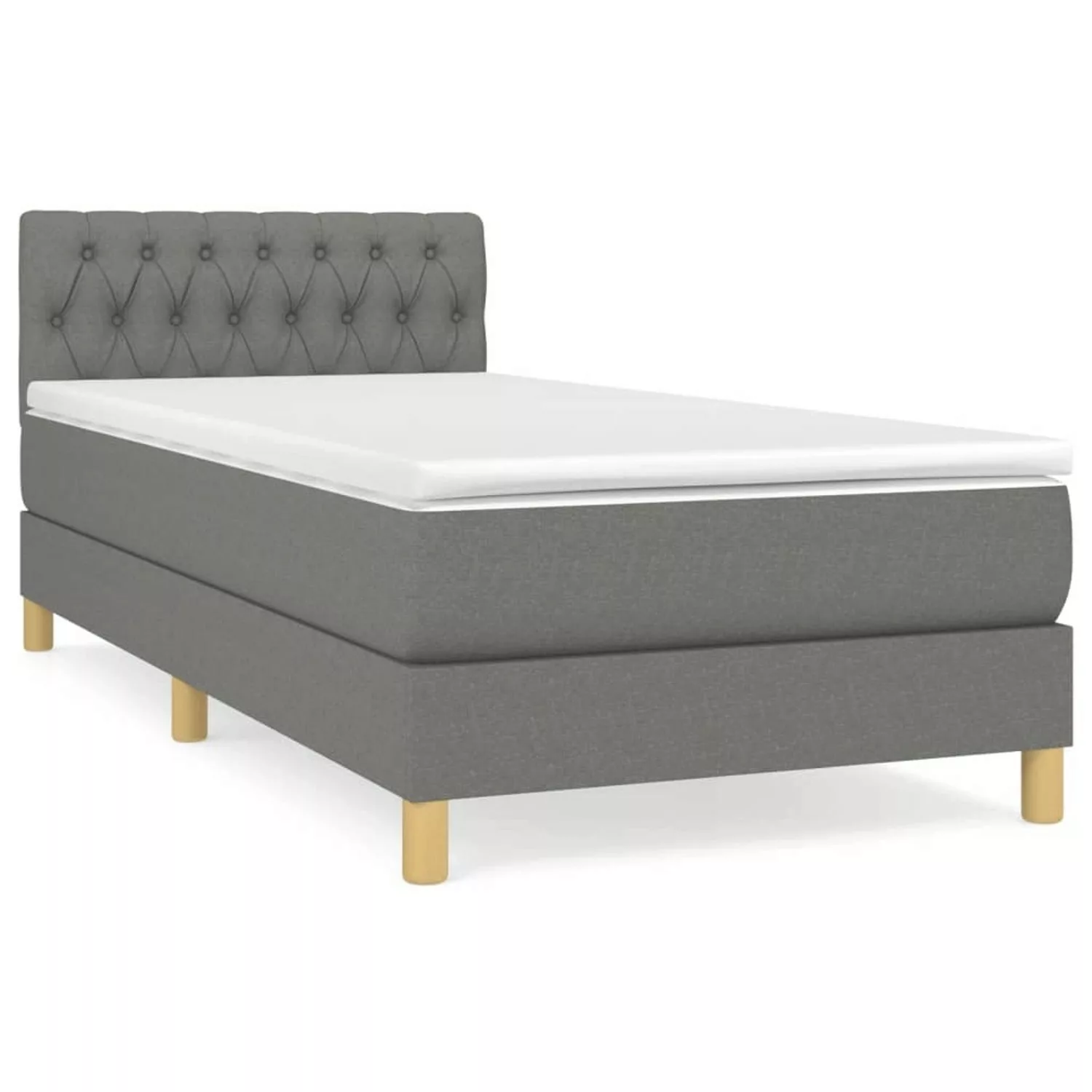 vidaXL Boxspringbett Boxspringbett mit Matratze Dunkelgrau 80x200 cm Stoff günstig online kaufen