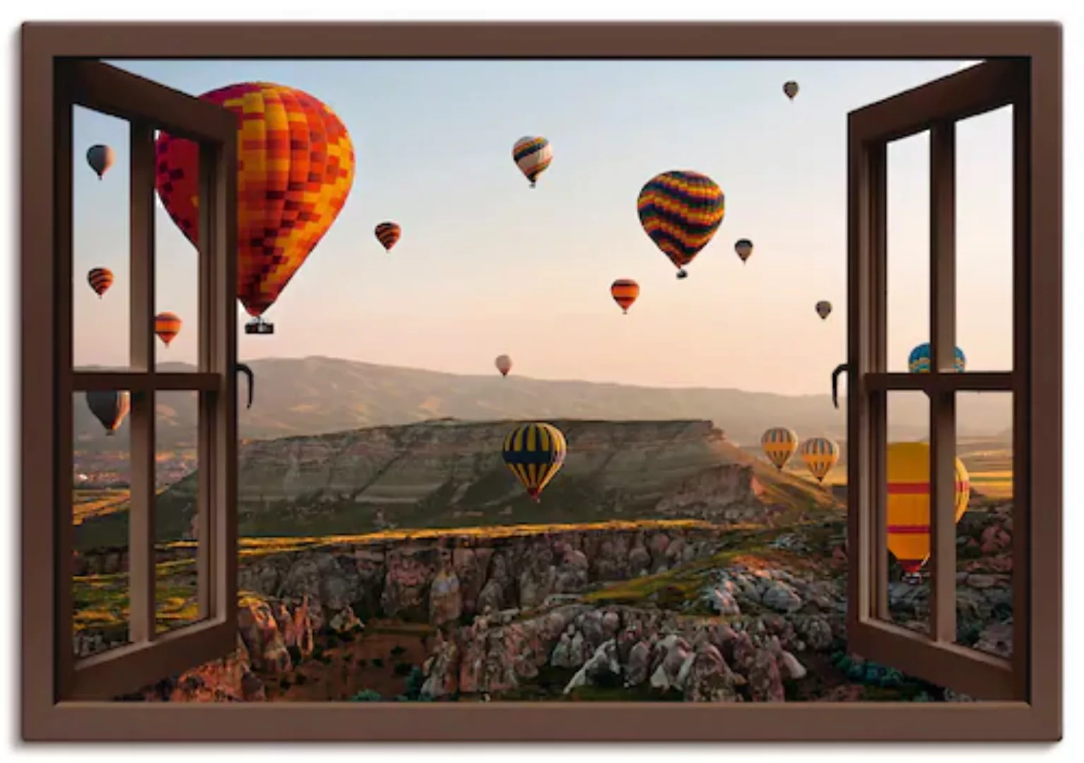 Artland Wandbild "Fensterblick Kappadokien Ballonfahrt", Ballonfahren, (1 S günstig online kaufen