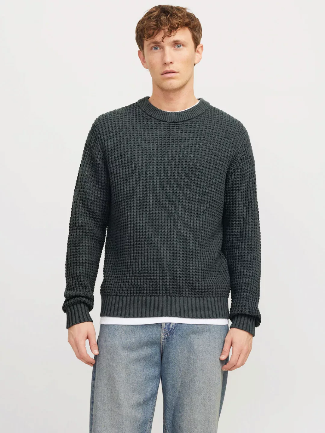 Jack & Jones Rundhalspullover "JCOZION KNIT CREW NECK BF", mit markanter St günstig online kaufen