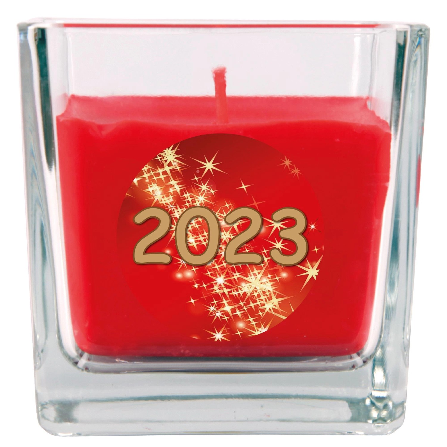 HS Candle Duftkerze & Glas Neujahr Rot Bonbon 50h günstig online kaufen