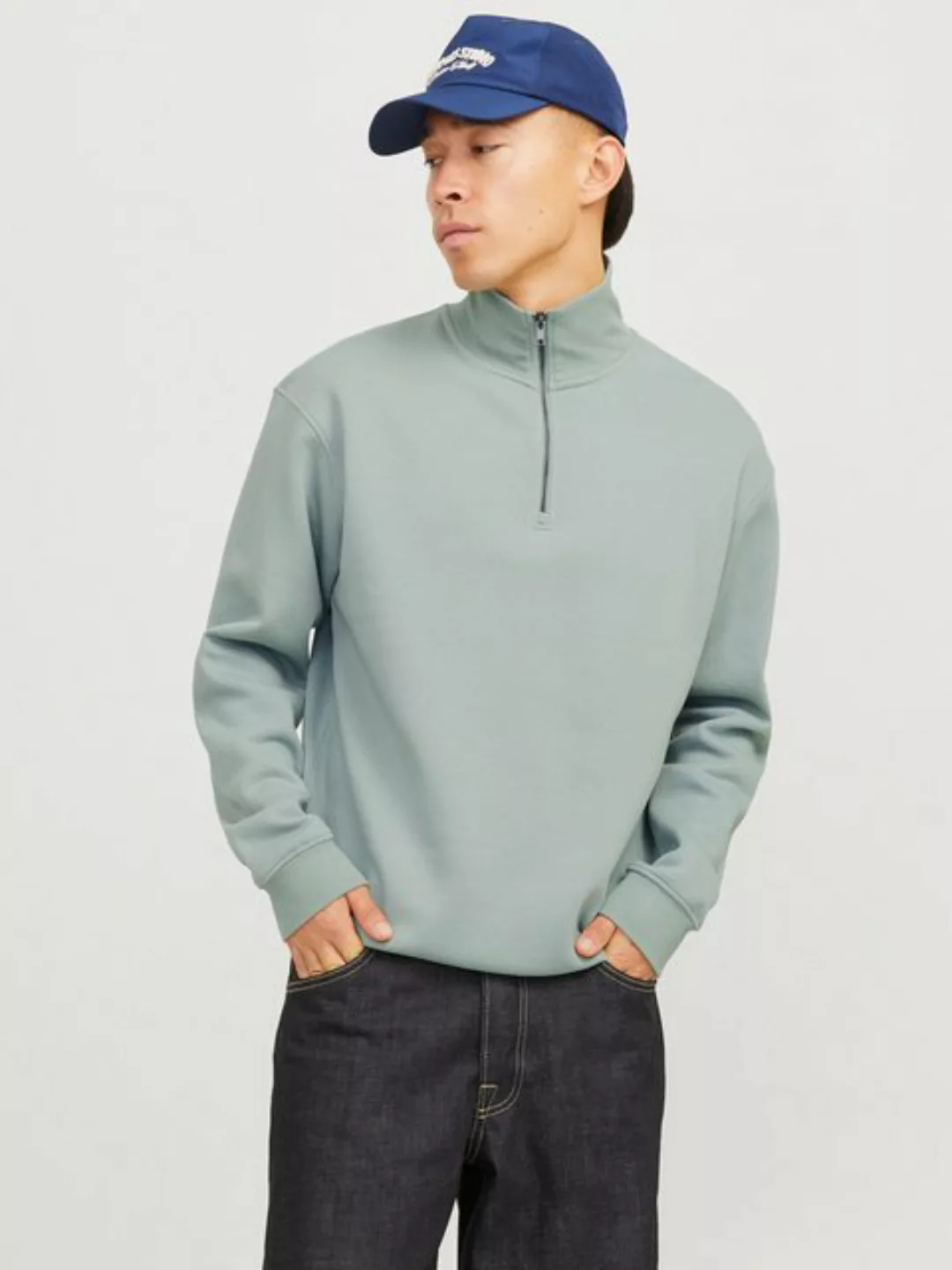 Jack & Jones Sweatshirt JJEBRADLEY SWEAT HALF ZIP NOOS mit Troyer Kragen günstig online kaufen