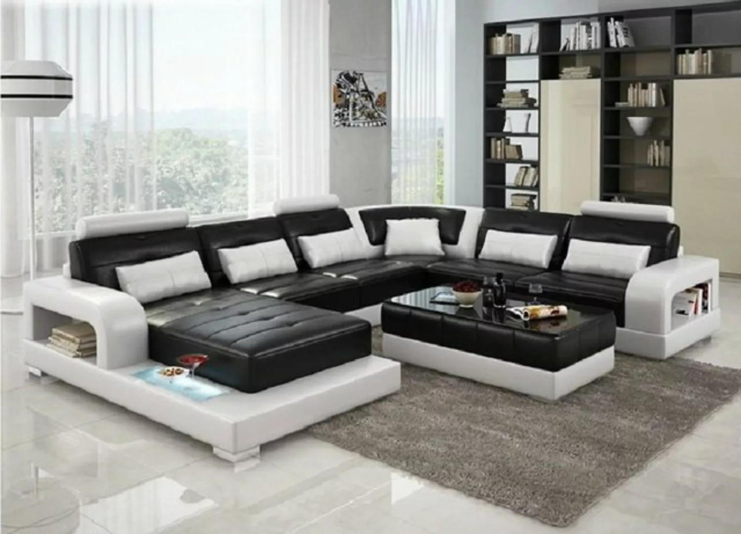 JVmoebel Ecksofa Braunes Ledersofa Ecksofa Sofa Couch Design Sitz Polster, günstig online kaufen