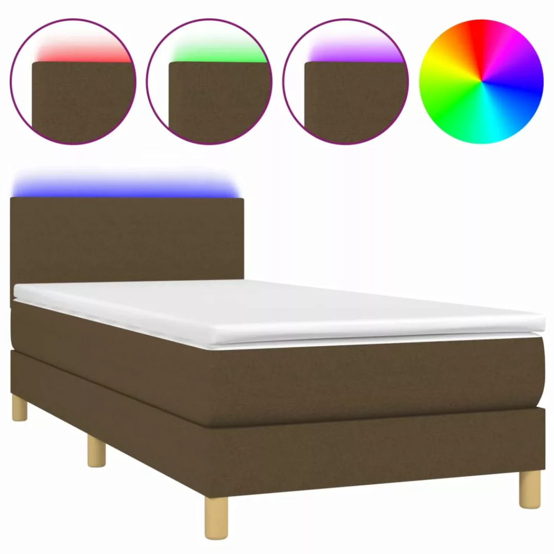 Vidaxl Boxspringbett Mit Matratze & Led Dunkelbraun 90x200 Cm Stoff günstig online kaufen