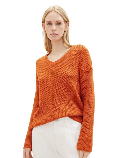 TOM TAILOR Strickpullover Strickpullover Ripp Knit V-Neck Pullover 6377 in günstig online kaufen