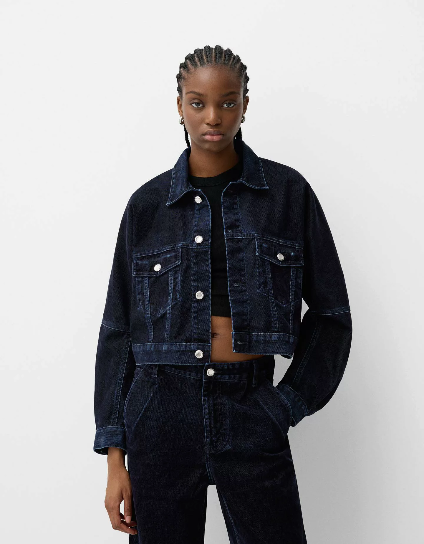 Bershka Cropped-Jeansjacke Damen Xs Blau günstig online kaufen