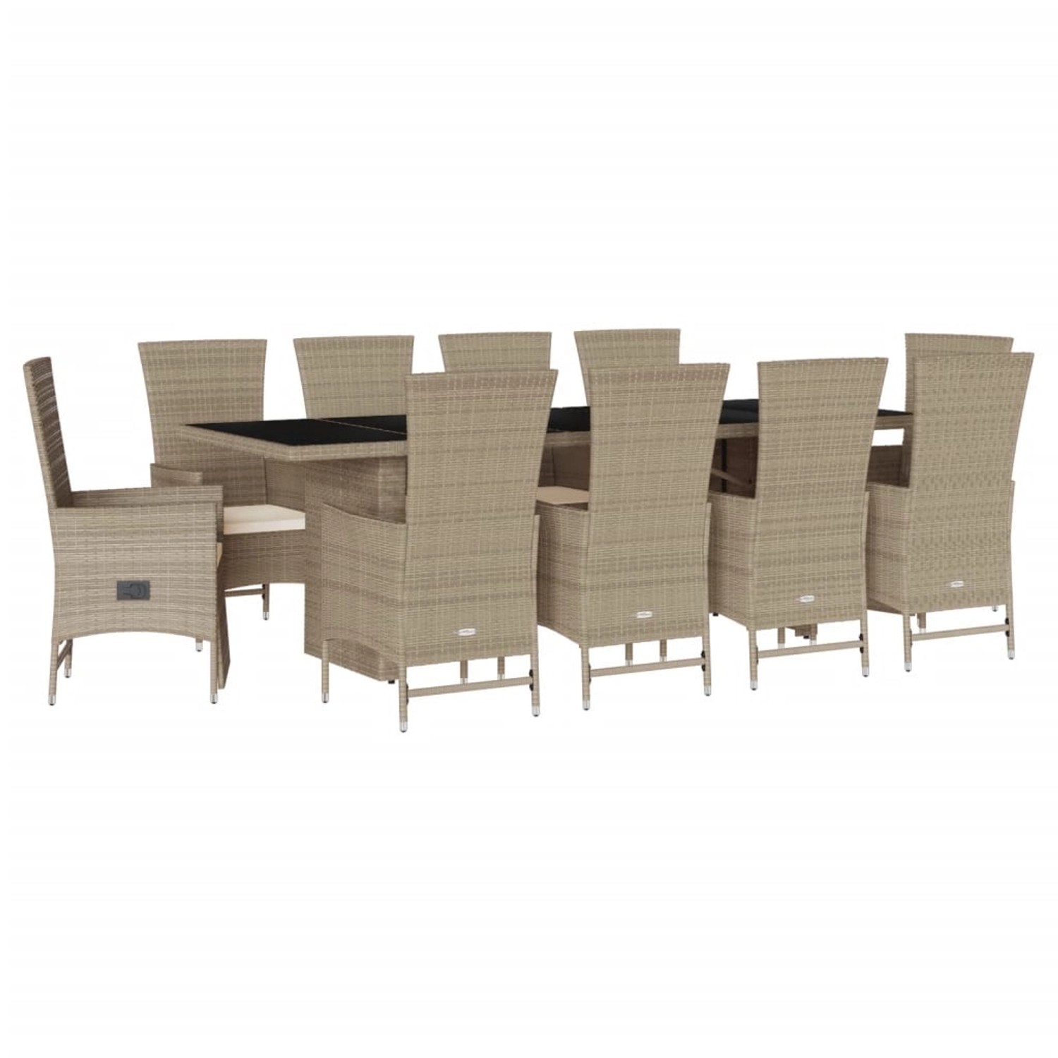 vidaXL 11-Tlg Garten-Essgruppe mit Kissen Beige Poly Rattan 3277588 günstig online kaufen