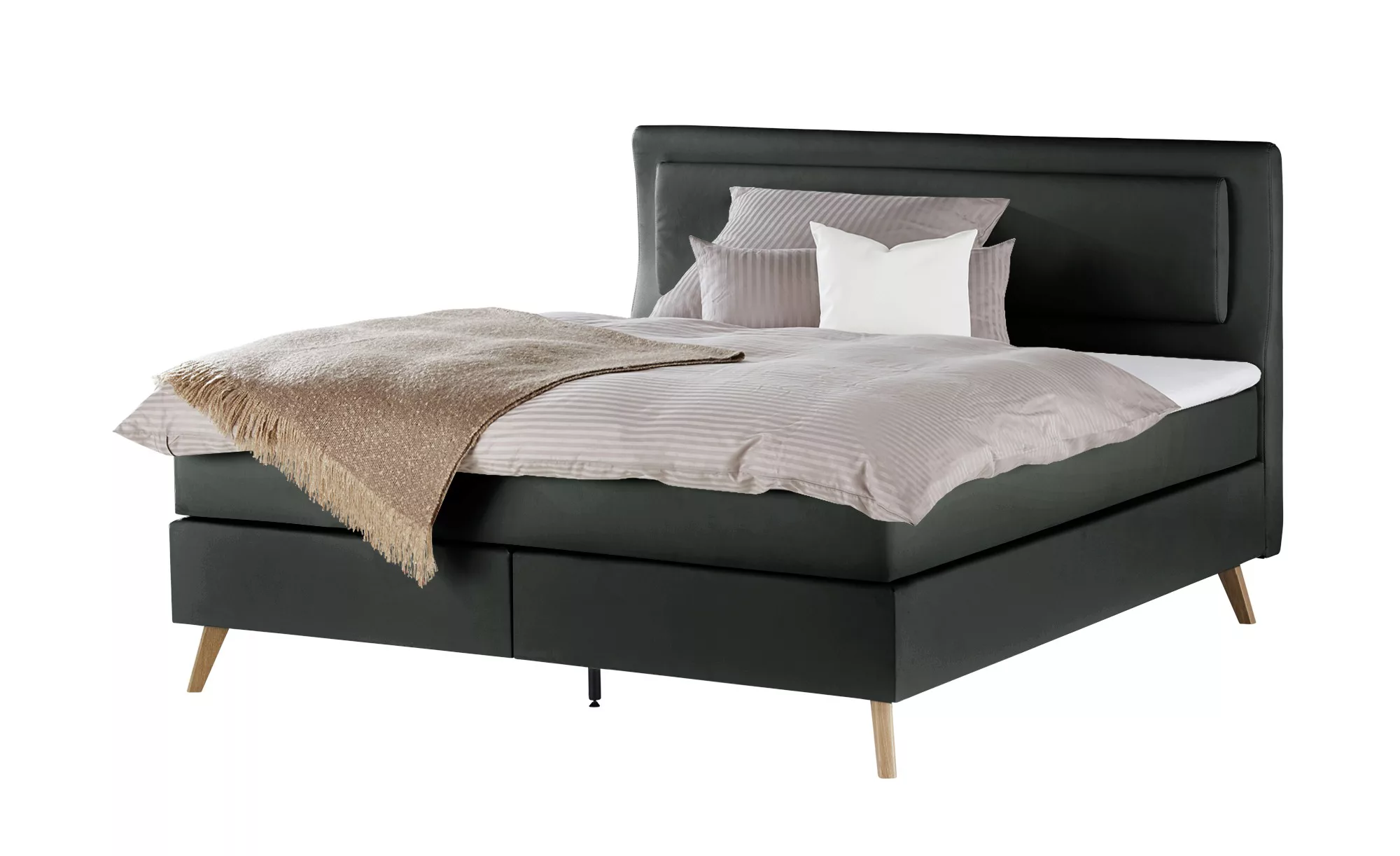 Boxspringbett - schwarz - 200 cm - 118 cm - Betten > Boxspringbetten > Boxs günstig online kaufen