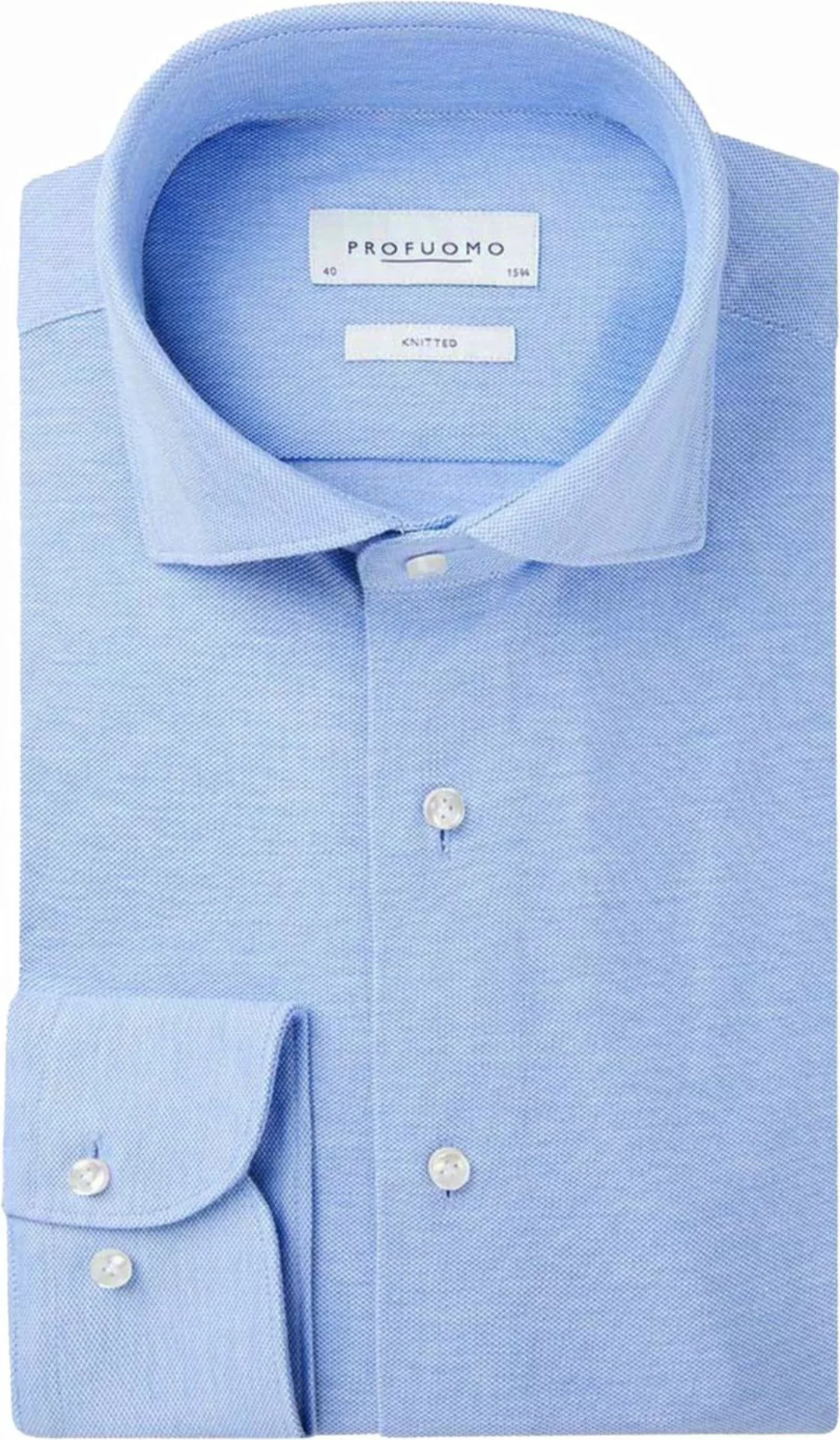 Profuomo Hemd Knitted Slim Fit Blau - Größe 41 günstig online kaufen