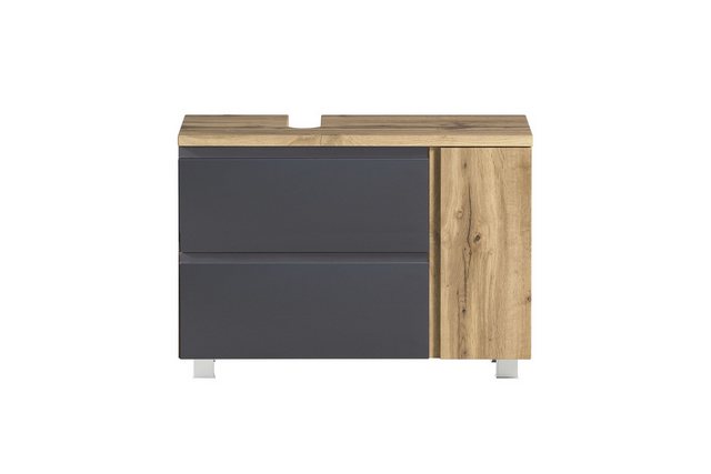 freiraum Waschbeckenunterschrank Paris in grau, Wotaneiche, MDF - 85x54x35c günstig online kaufen