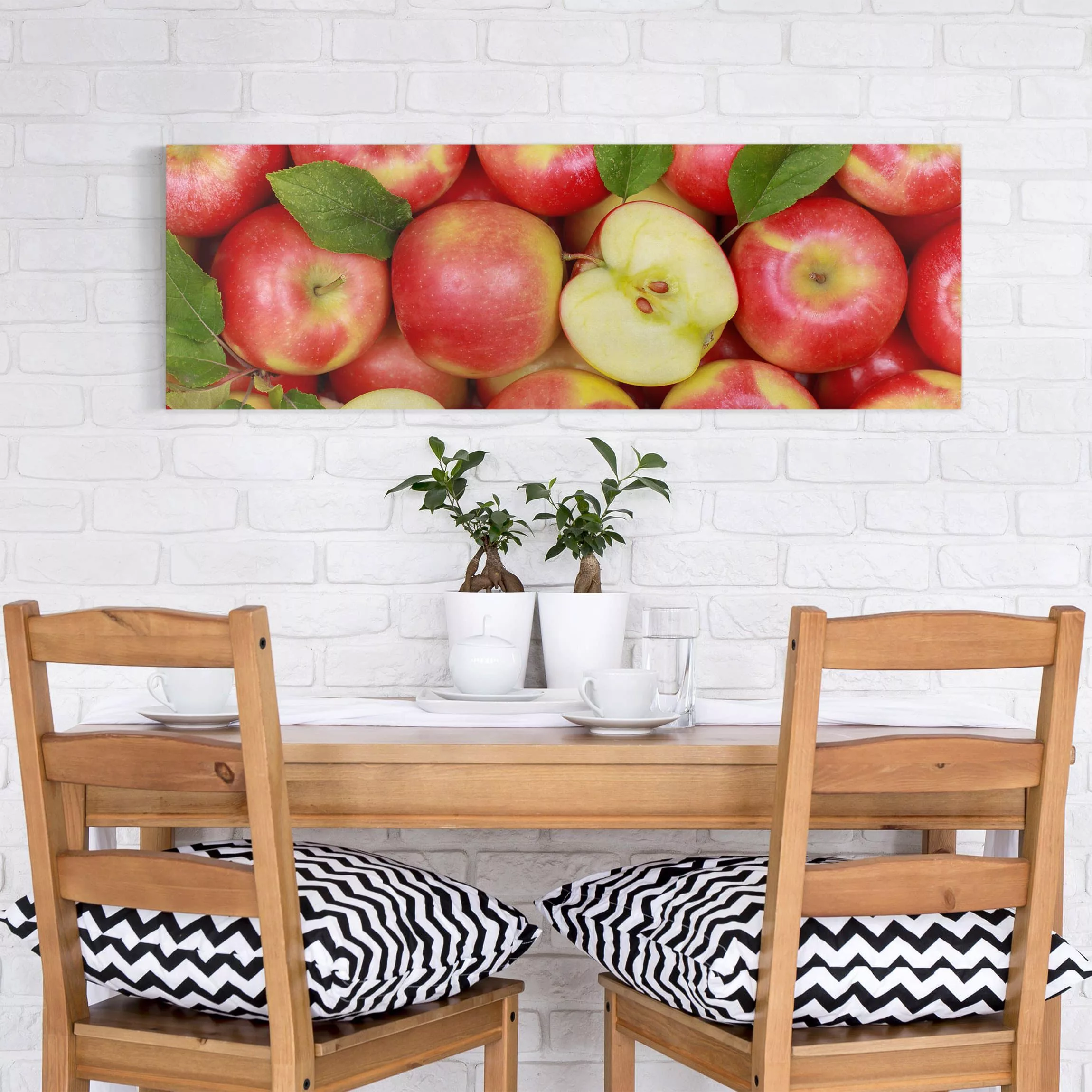 Leinwandbild Küche - Panorama Saftige Äpfel günstig online kaufen