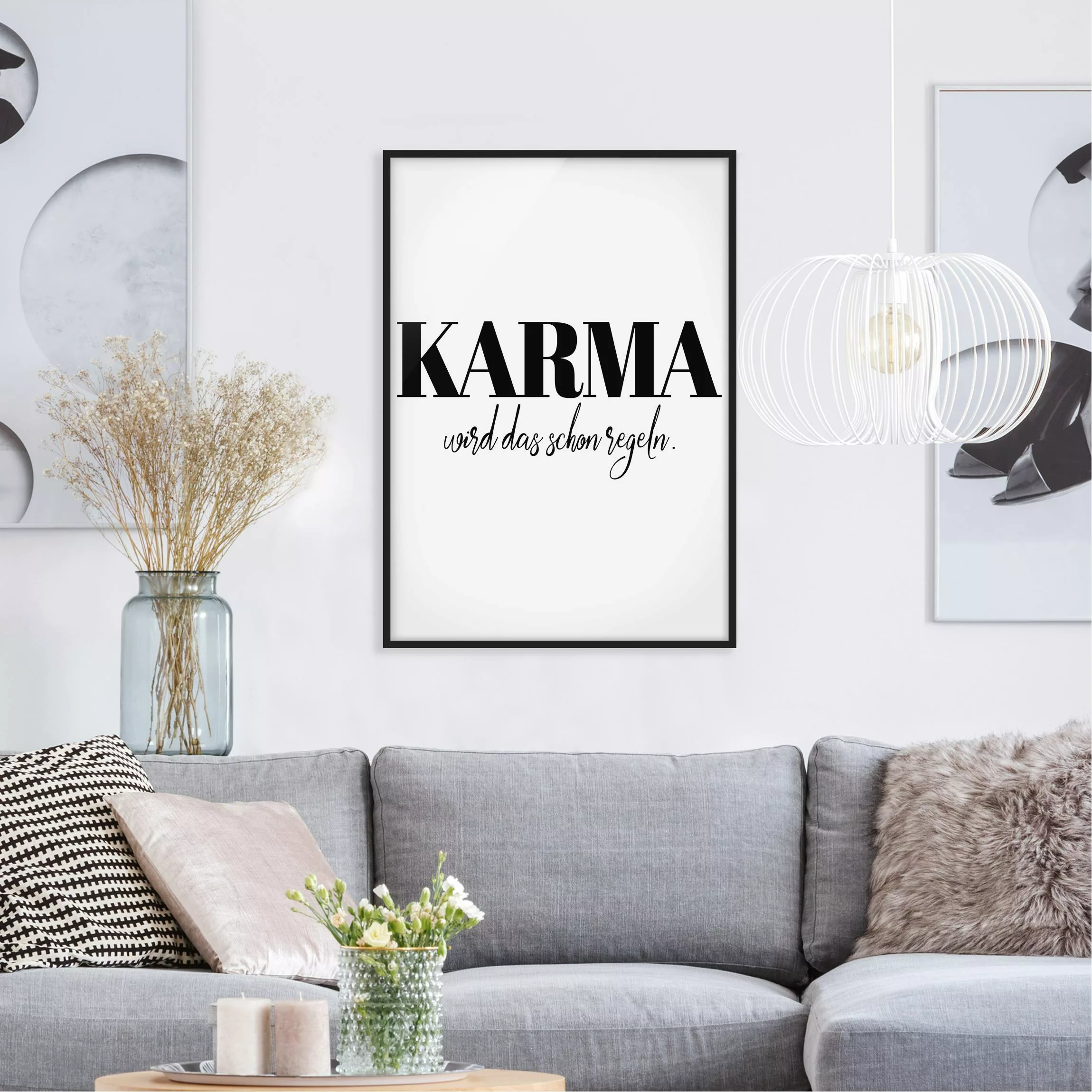 Bild mit Rahmen Spruch - Hochformat Karma wird das schon regeln günstig online kaufen