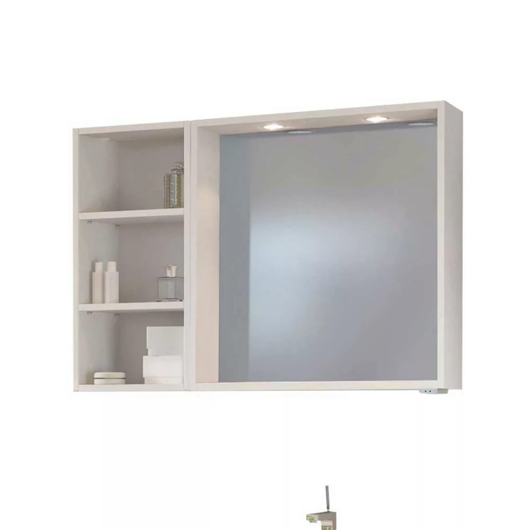 Waschplatz Set in Weiß und Wildeiche Dekor LED Beleuchtung (dreiteilig) günstig online kaufen