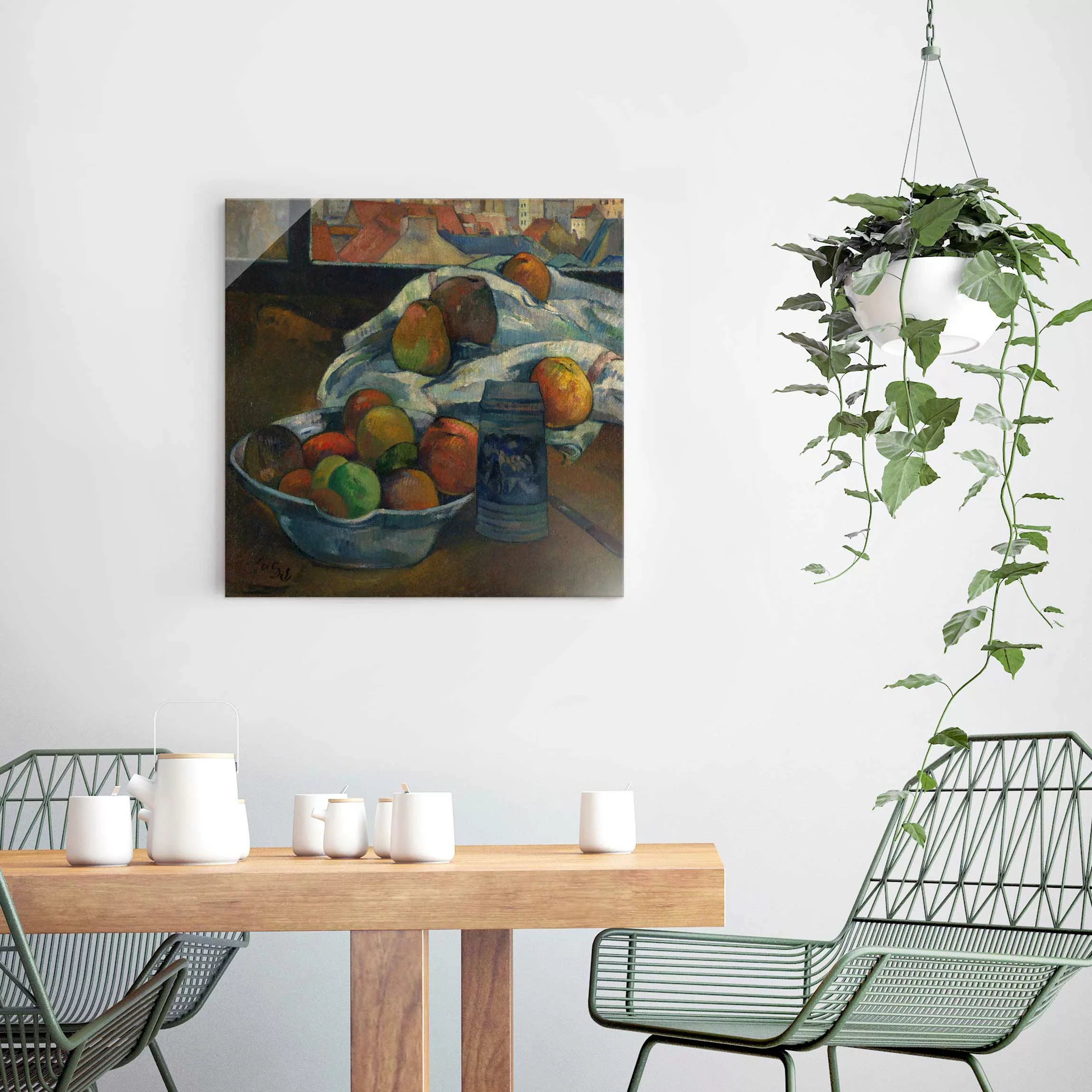 Glasbild Kunstdruck - Quadrat Paul Gauguin - Obstschale günstig online kaufen
