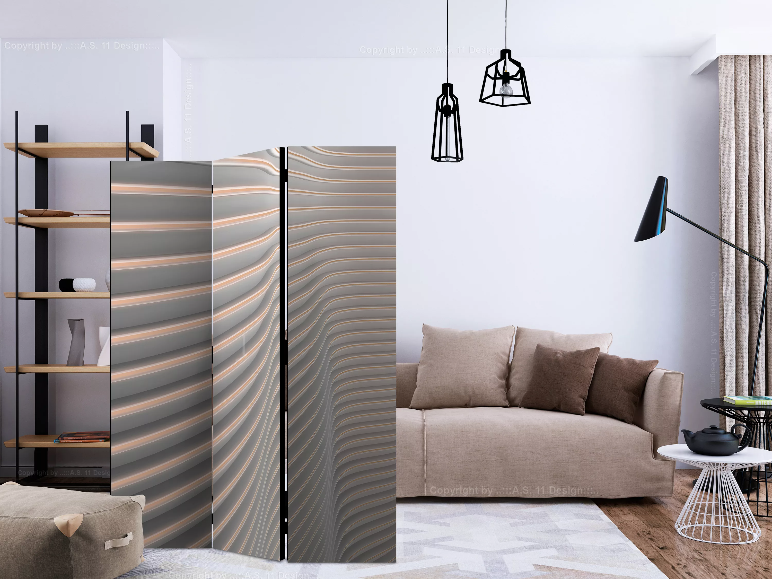 3-teiliges Paravent - Cool Stripes [room Dividers] günstig online kaufen