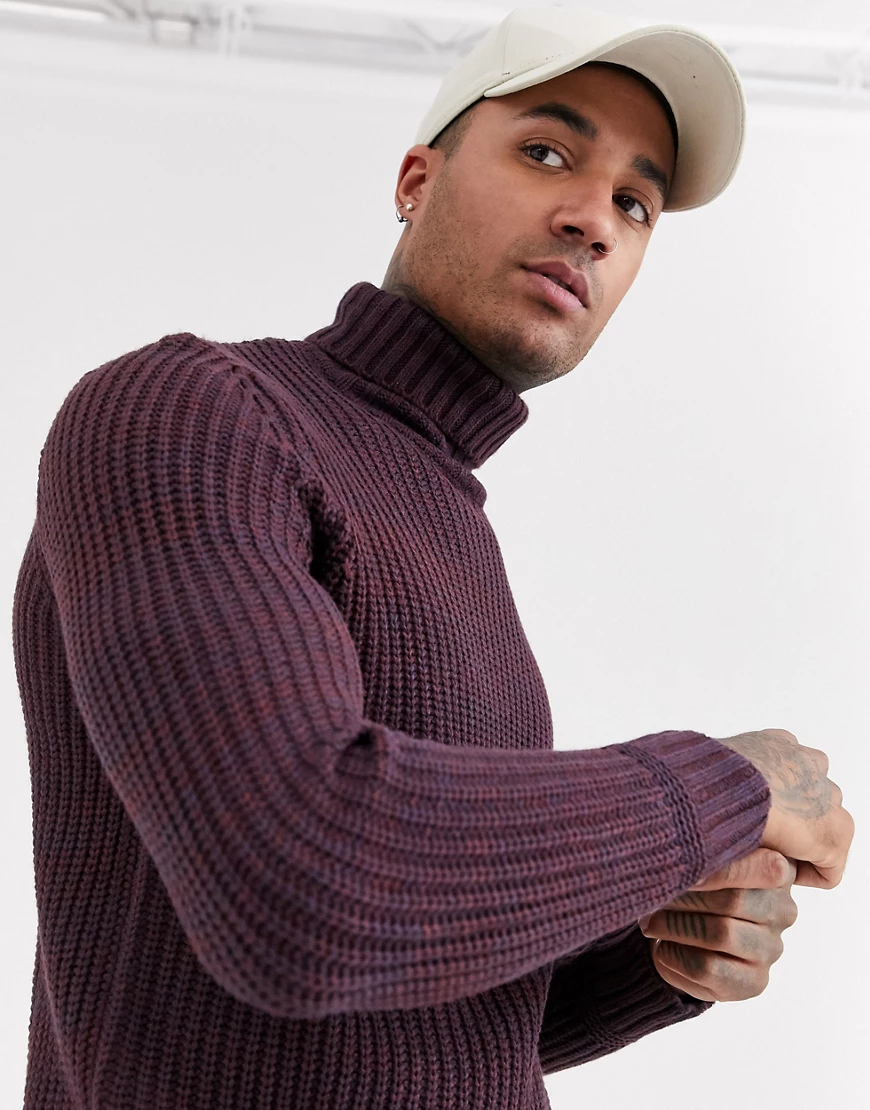 Bershka – Strickpullover mit Rollkragen in Violett günstig online kaufen