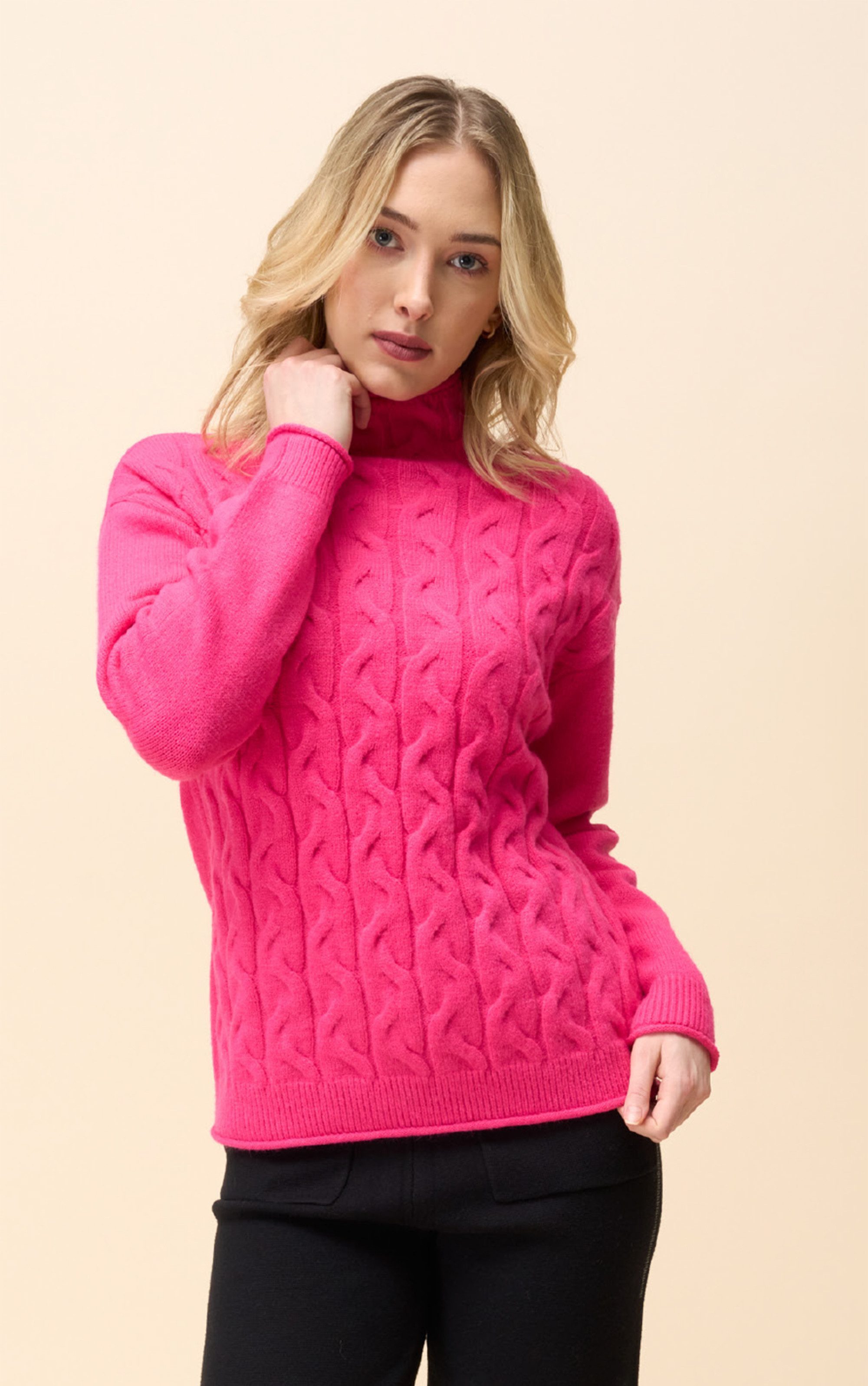 Passioni Strickpullover mit hohem Kragen und günstig online kaufen