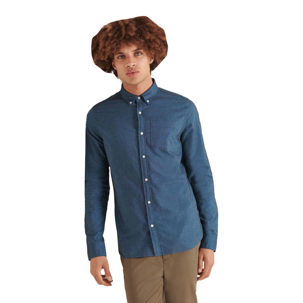 Superdry Studios Uni Oxford Langarm Hemd S Lichen Blue günstig online kaufen