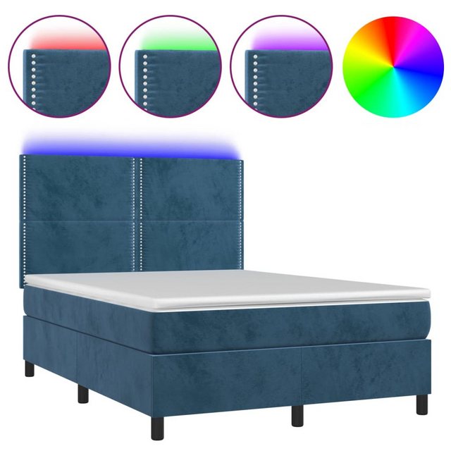 vidaXL Boxspringbett Boxspringbett mit Matratze & LED Samt (140 x 190 cm, B günstig online kaufen