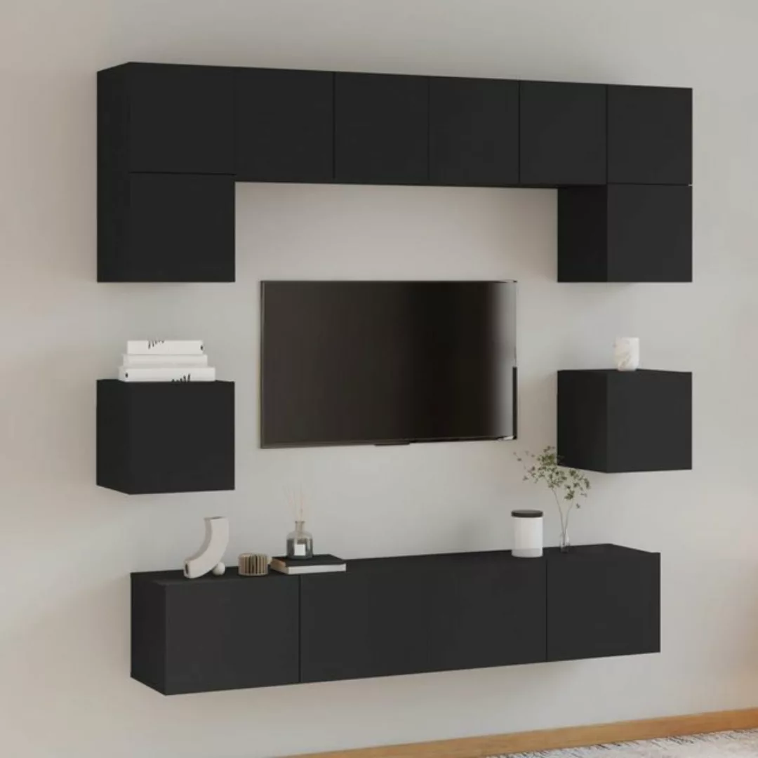 vidaXL TV-Schrank 8-tlg. TV-Schrank-Set Schwarz Holzwerkstoff (8-St) günstig online kaufen