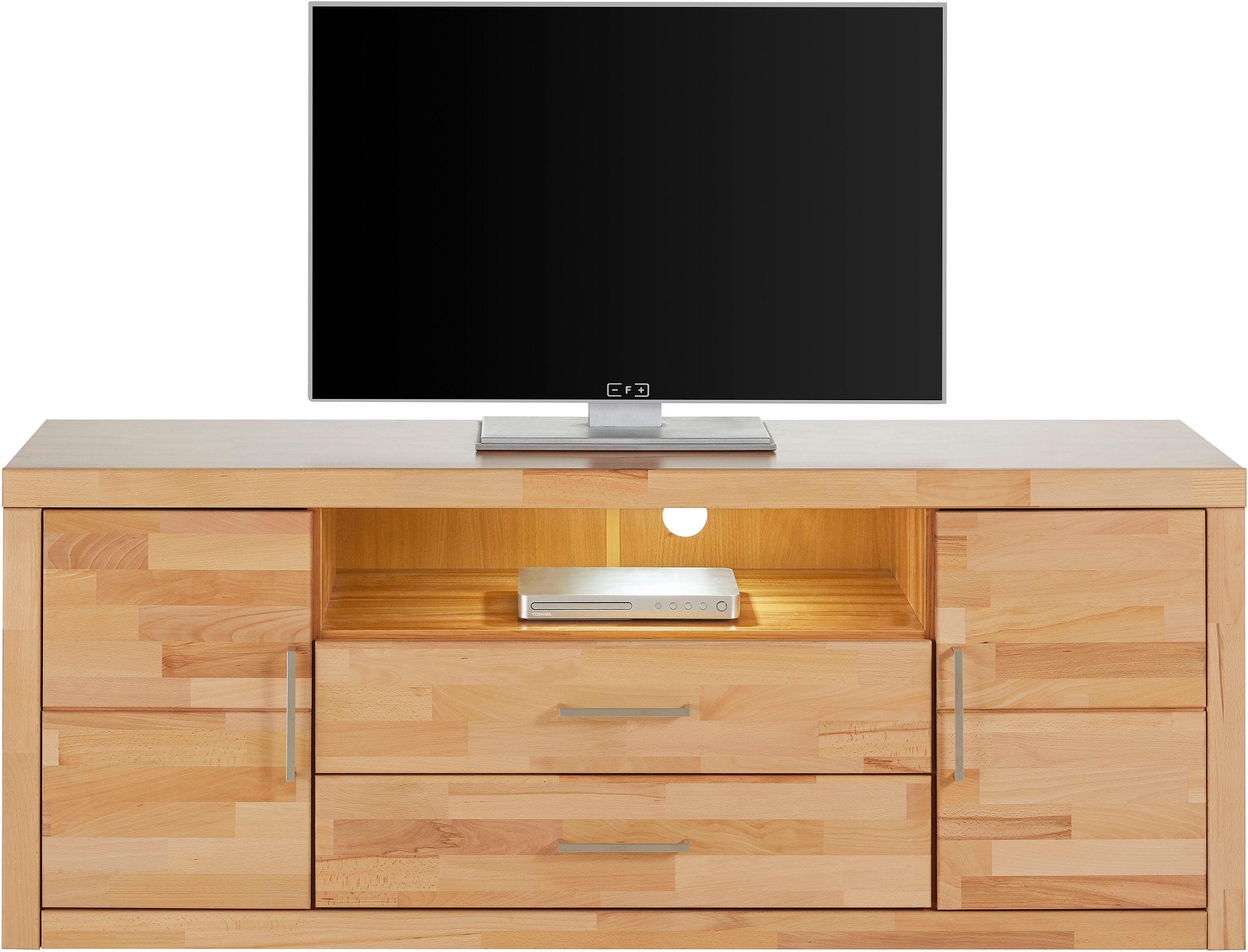 Home affaire Lowboard "Logo,160cm breit,42 cm tief, Fronten Massivholz, Kab günstig online kaufen