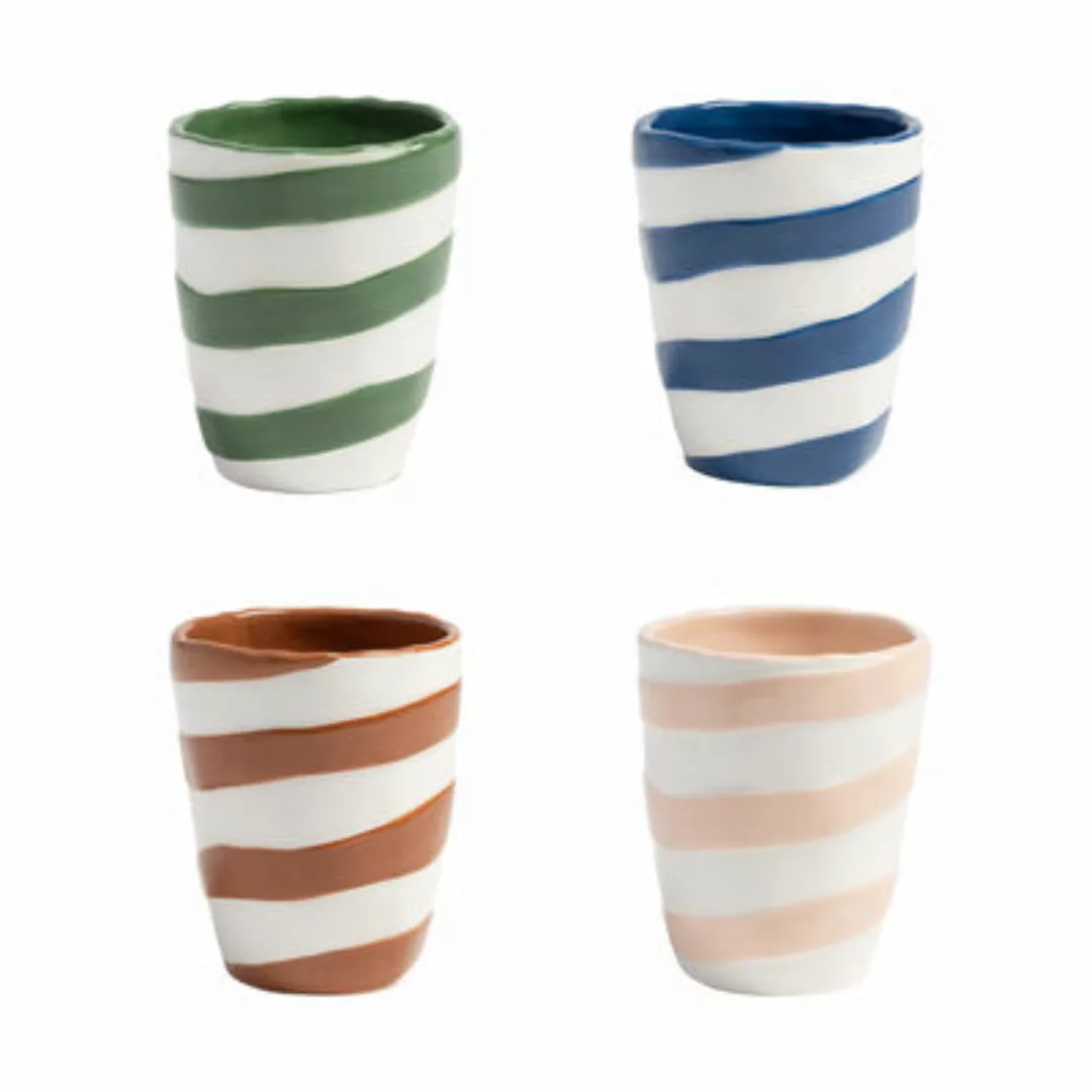 Tasse Oblique keramik bunt / 4er-Set - Ø 8 x H 10 cm / Keramik - & kleverin günstig online kaufen
